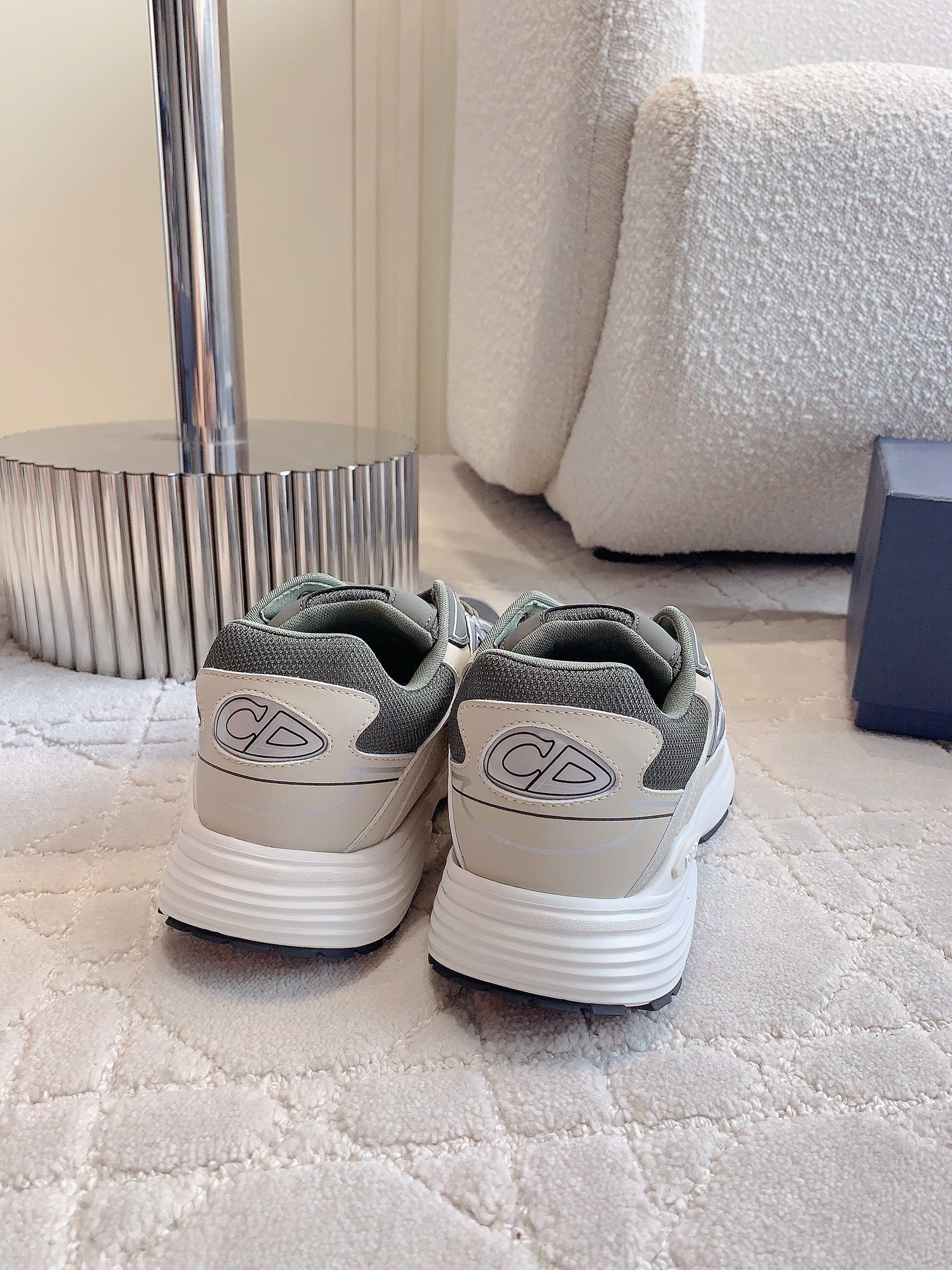 CD B30 Sneaker Gray Brown Mix Beige White Polyester Mesh Fabric And Calfskin