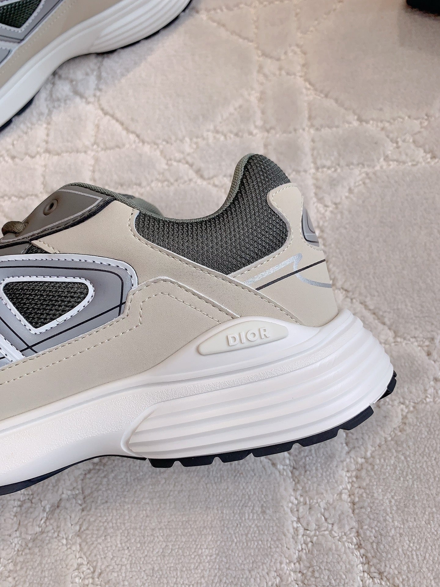 CD B30 Sneaker Gray Brown Mix Beige White Polyester Mesh Fabric And Calfskin