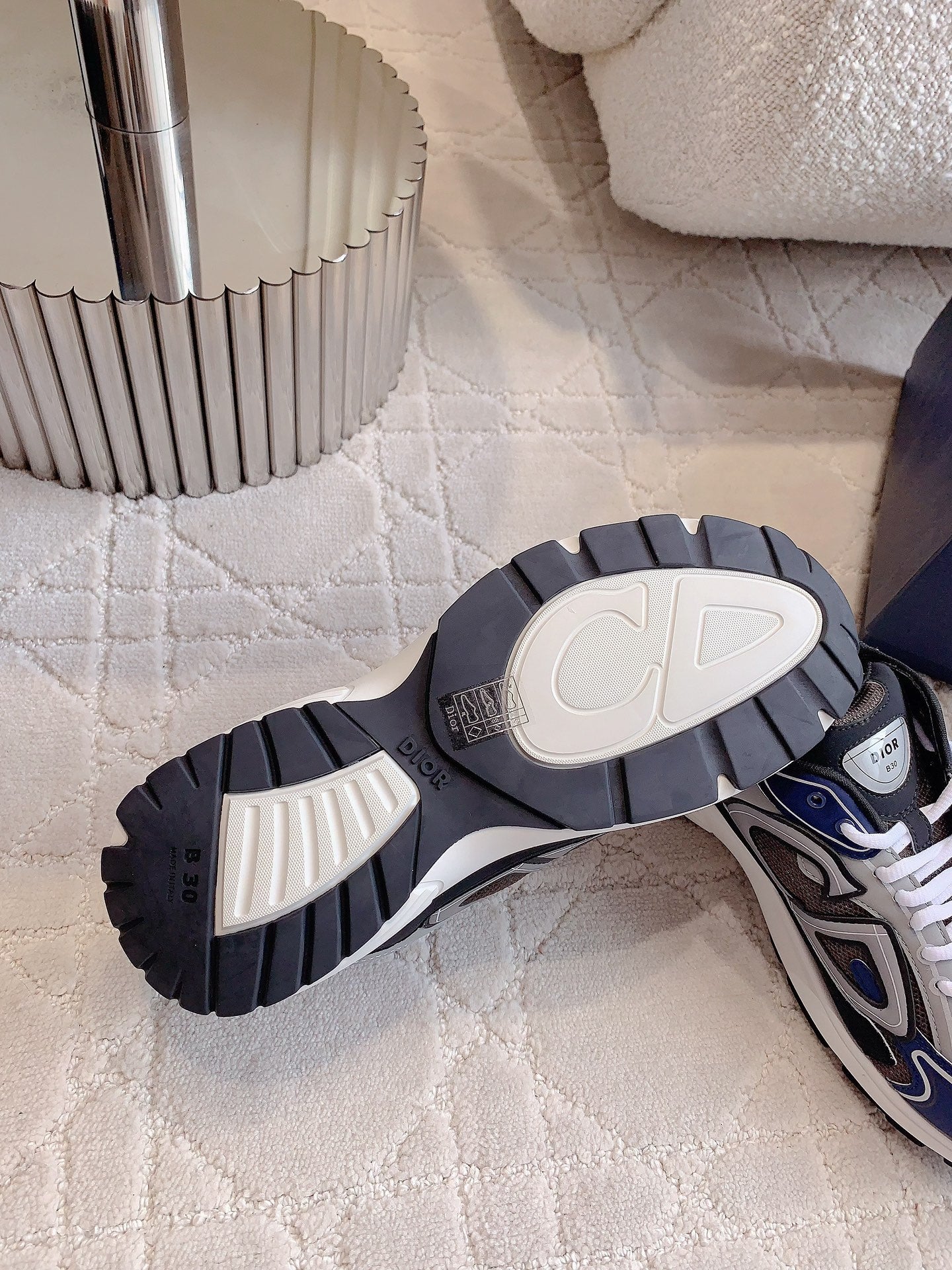 CD B30 Sneaker Brown Blue Mix Grey Polyester Mesh Fabric And Calfskin