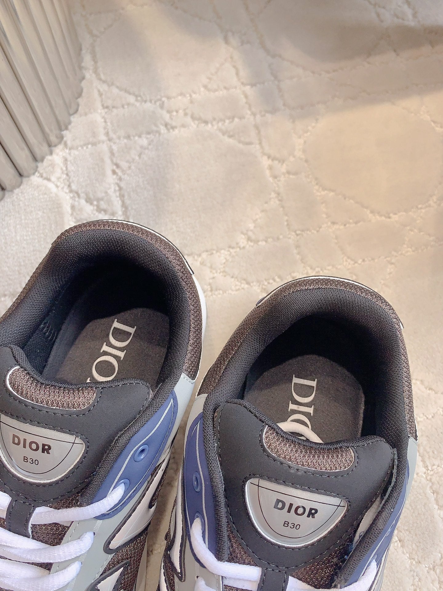 CD B30 Sneaker Brown Blue Mix Grey Polyester Mesh Fabric And Calfskin