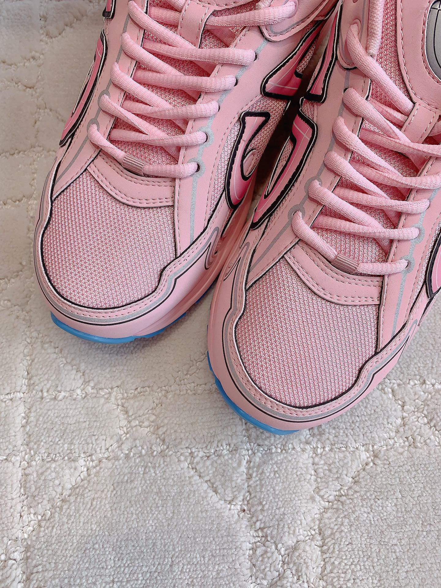 CD B30 Sneaker Pink Mix Blue White Polyester Mesh Fabric And Calfskin