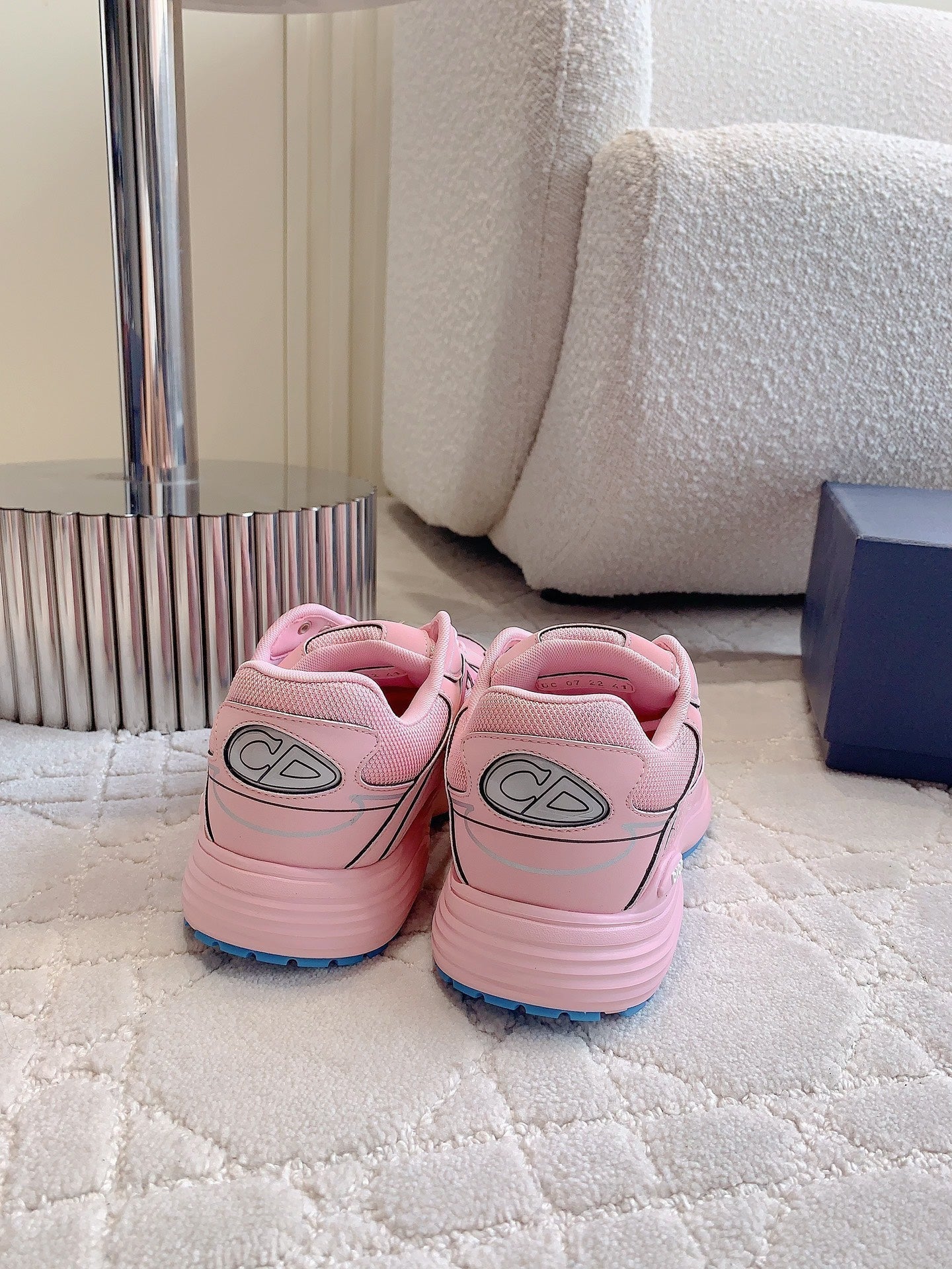 CD B30 Sneaker Pink Mix Blue White Polyester Mesh Fabric And Calfskin