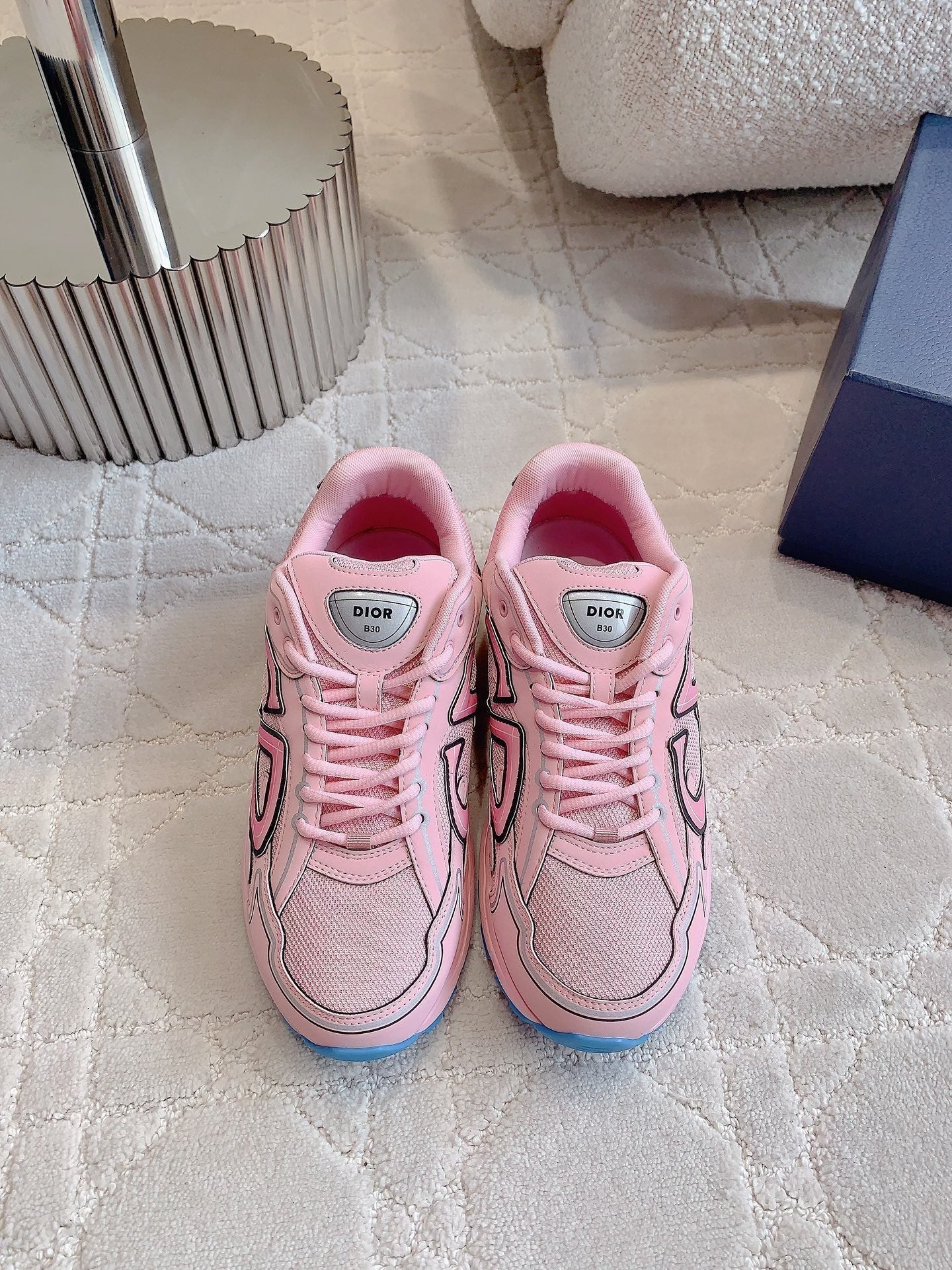 CD B30 Sneaker Pink Mix Blue White Polyester Mesh Fabric And Calfskin