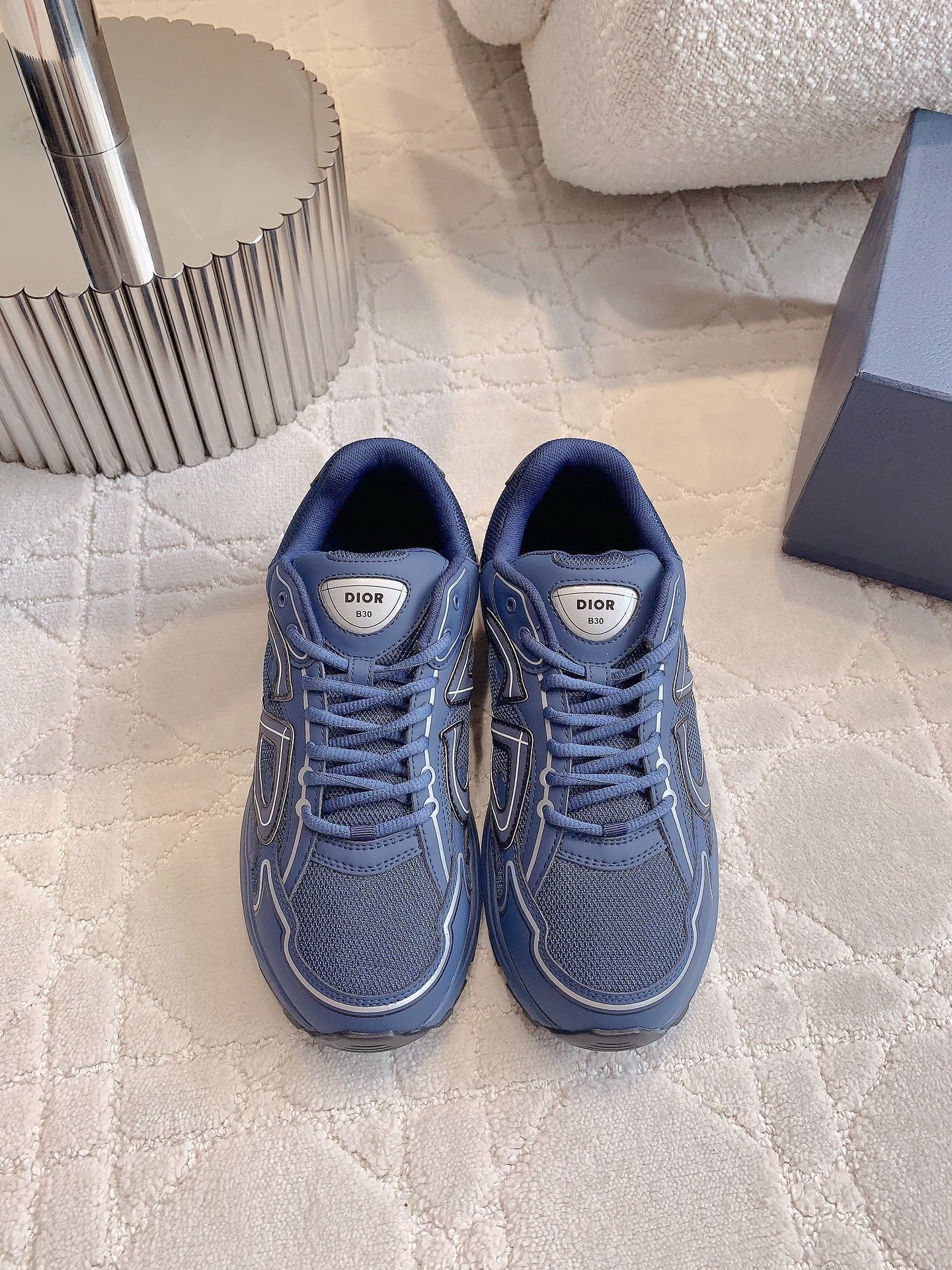 CD B30 Sneaker Deep Blue Polyester Mesh Fabric And Calfskin
