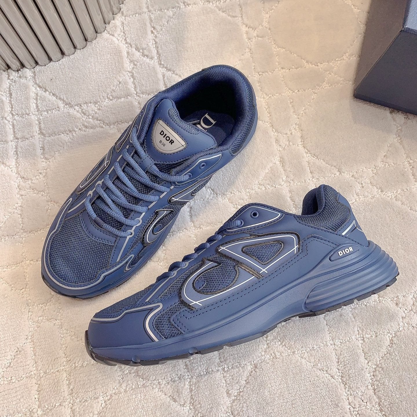 CD B30 Sneaker Deep Blue Polyester Mesh Fabric And Calfskin
