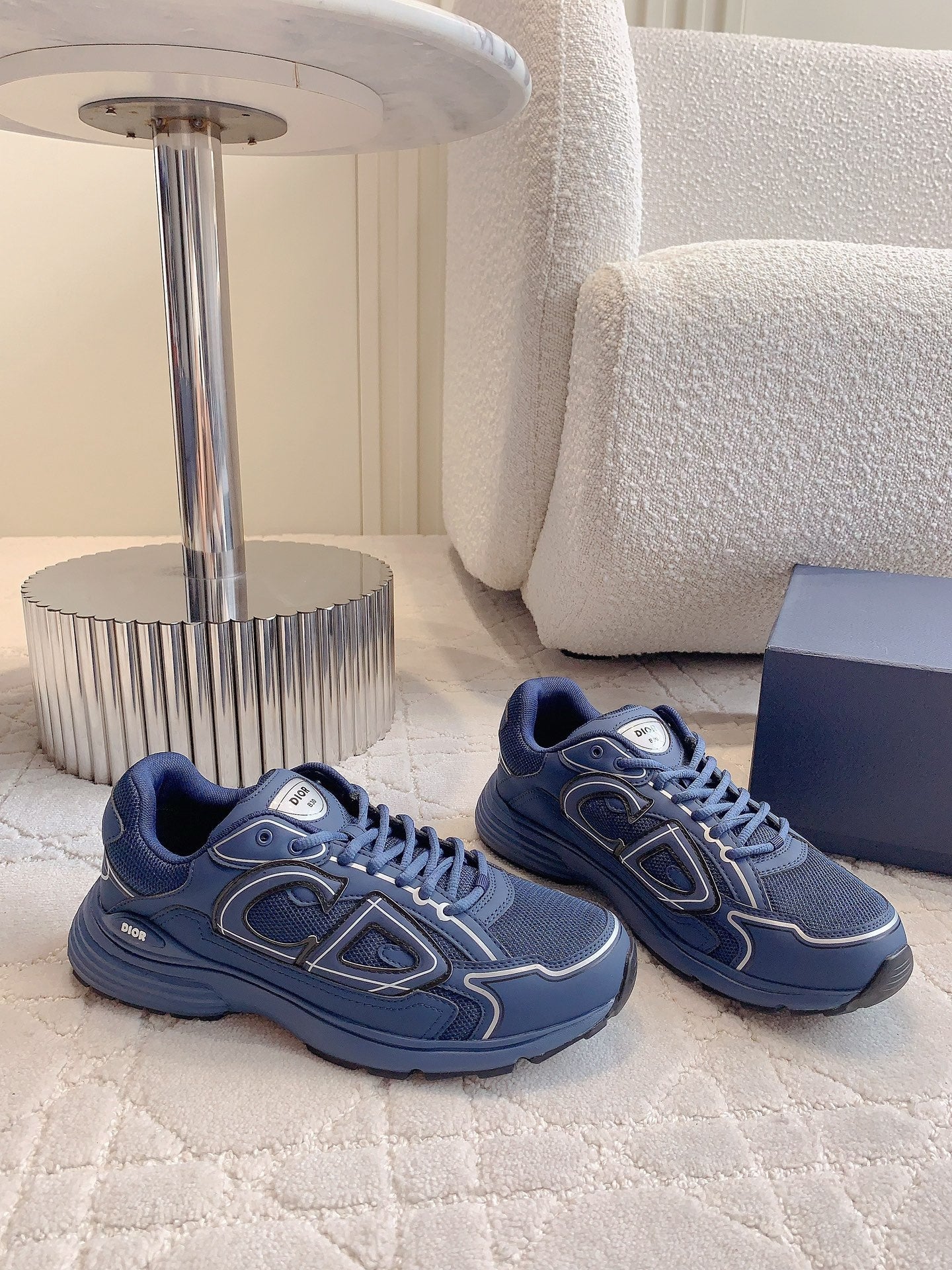 CD B30 Sneaker Deep Blue Polyester Mesh Fabric And Calfskin