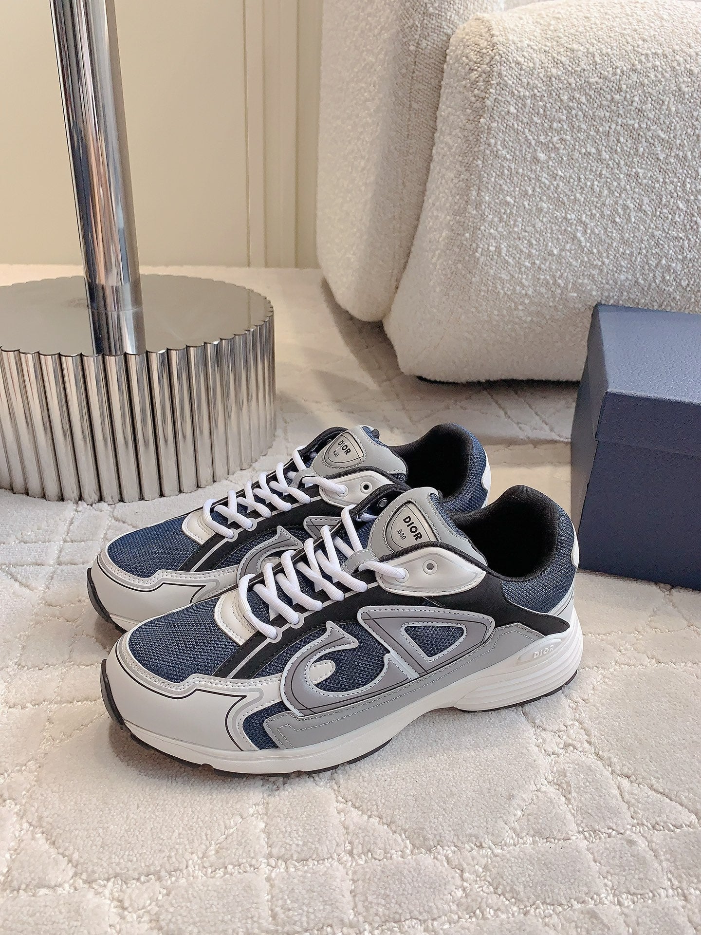 CD B30 Sneaker Charcoal Gray Polyester Mesh Fabric And Calfskin