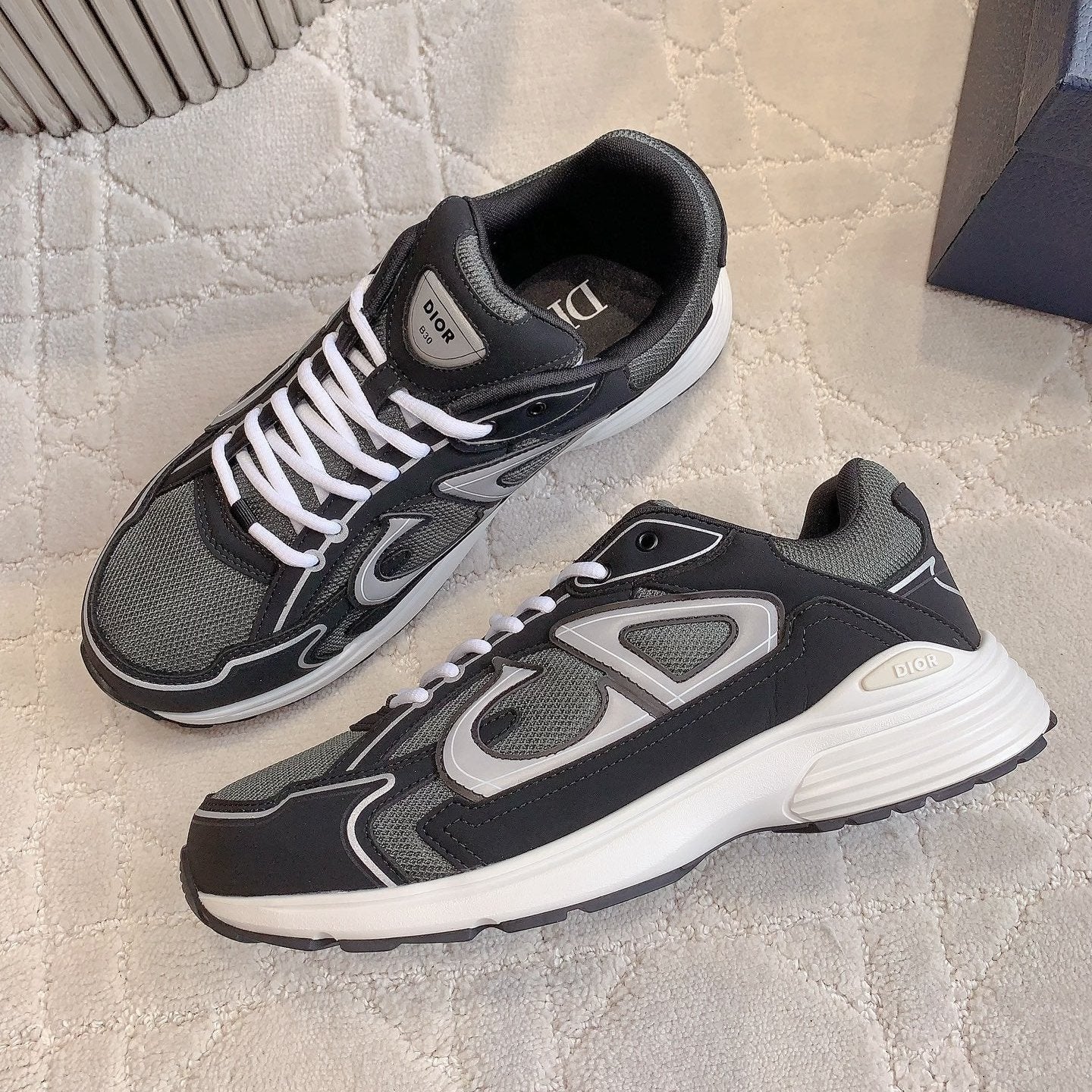 CD B30 Sneaker Black Grey Polyester Mesh Fabric And Calfskin