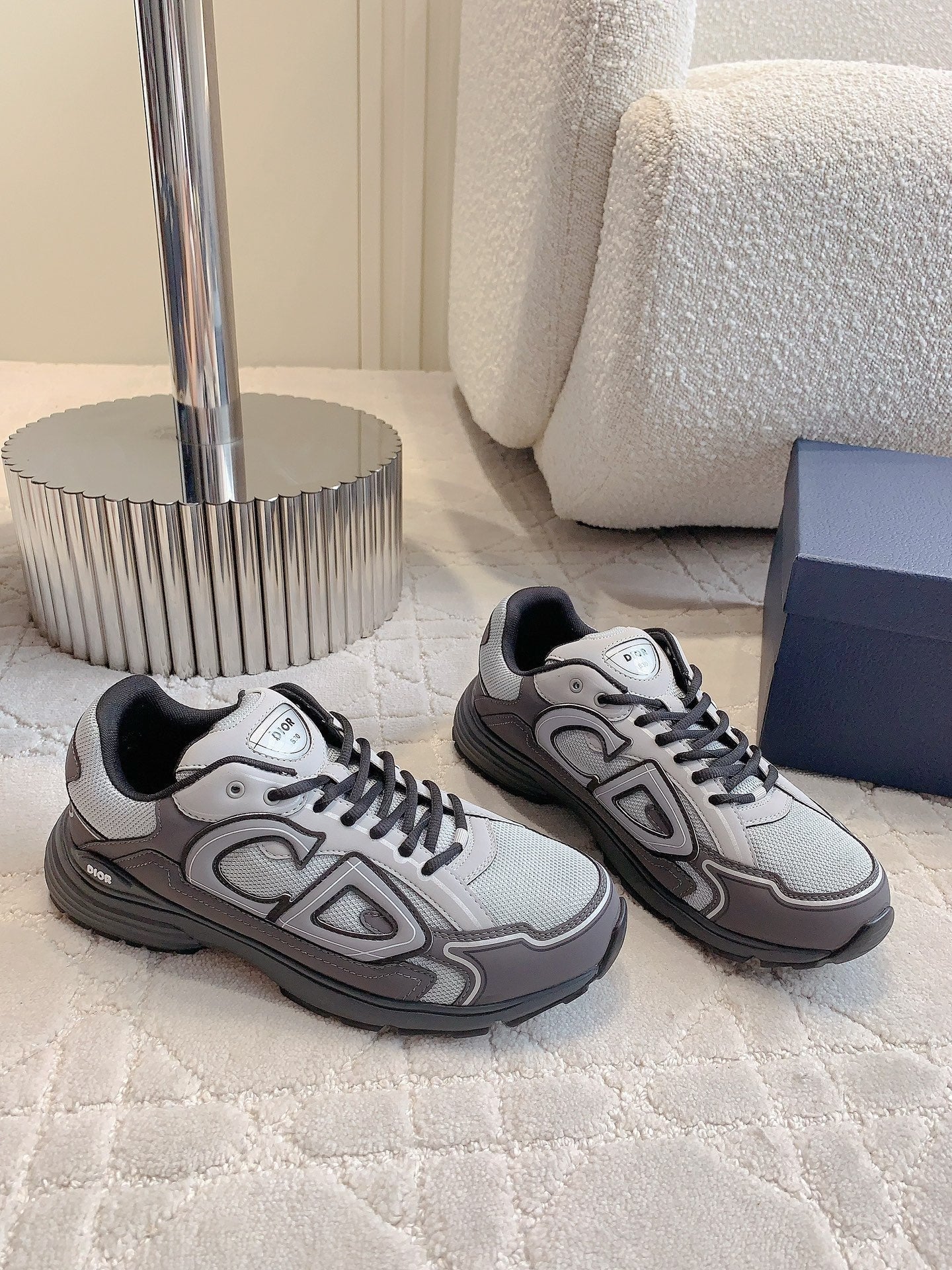 CD B30 Sneaker Grey Blue Mix Grey Black Polyester Mesh Fabric And Calfskin