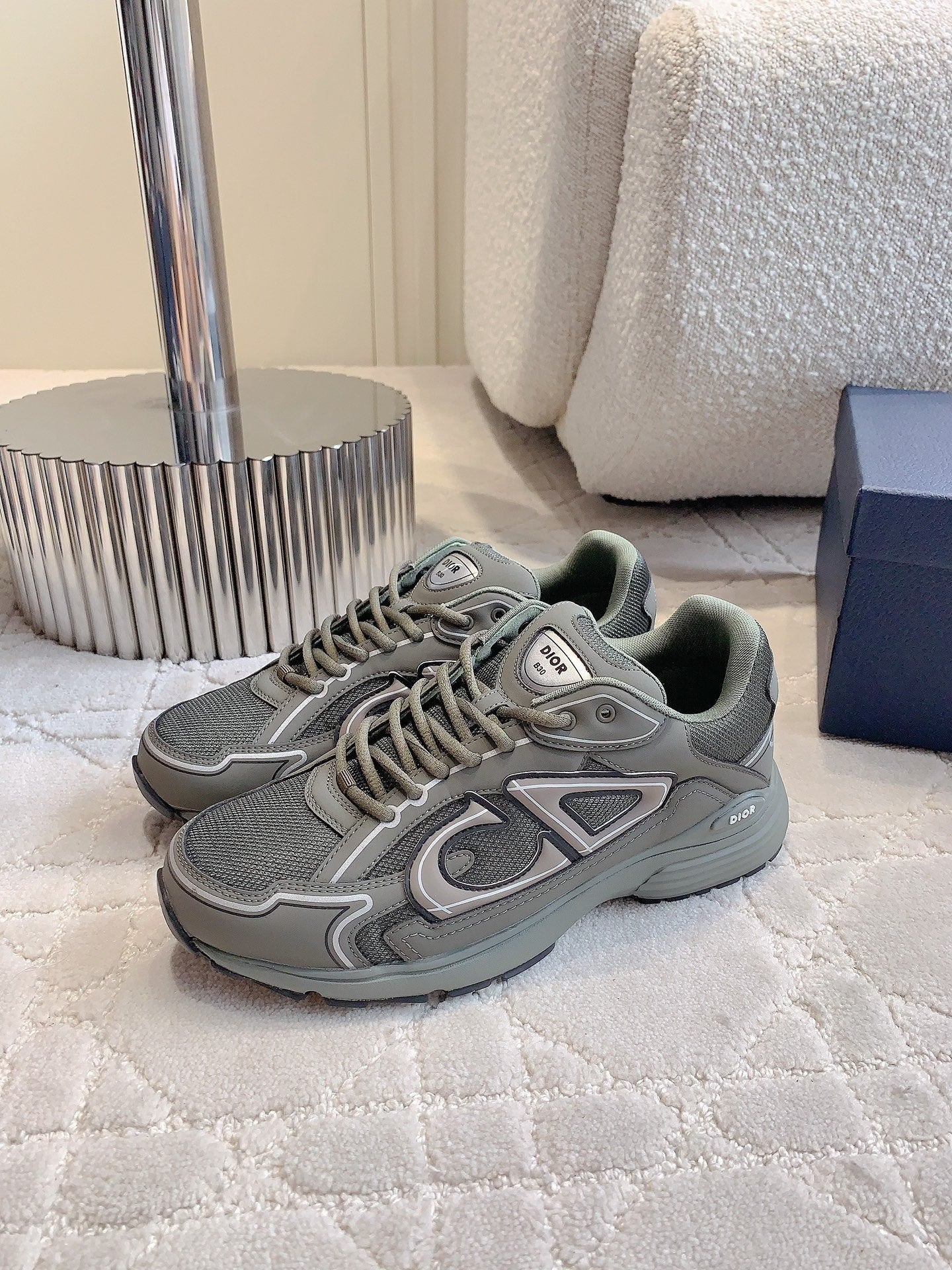 CD B30 Sneaker Dark Grey Polyester Mesh Fabric And Calfskin