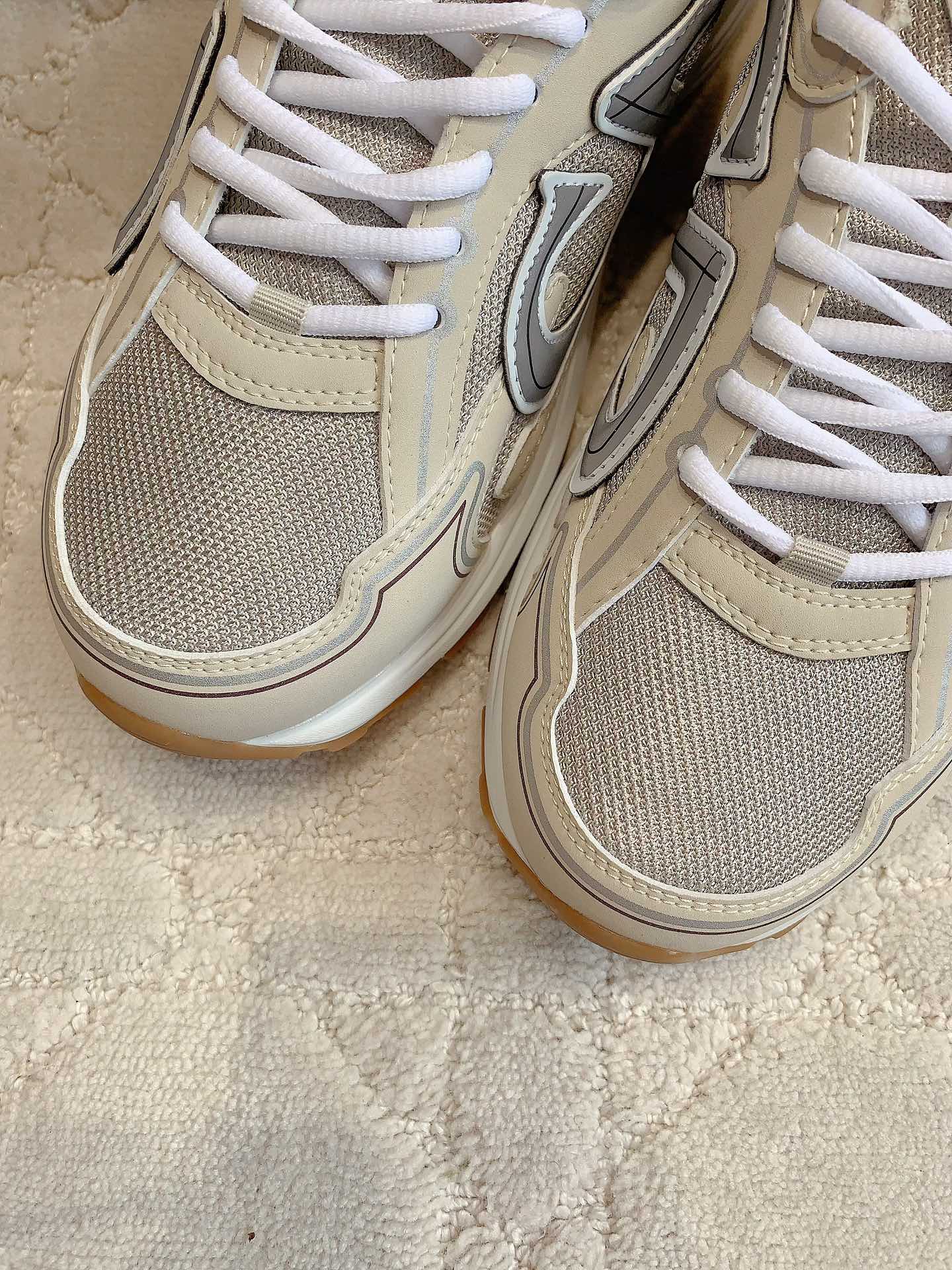 CD B30 Sneaker Grey Beige Mix Brown Polyester Mesh Fabric And Calfskin