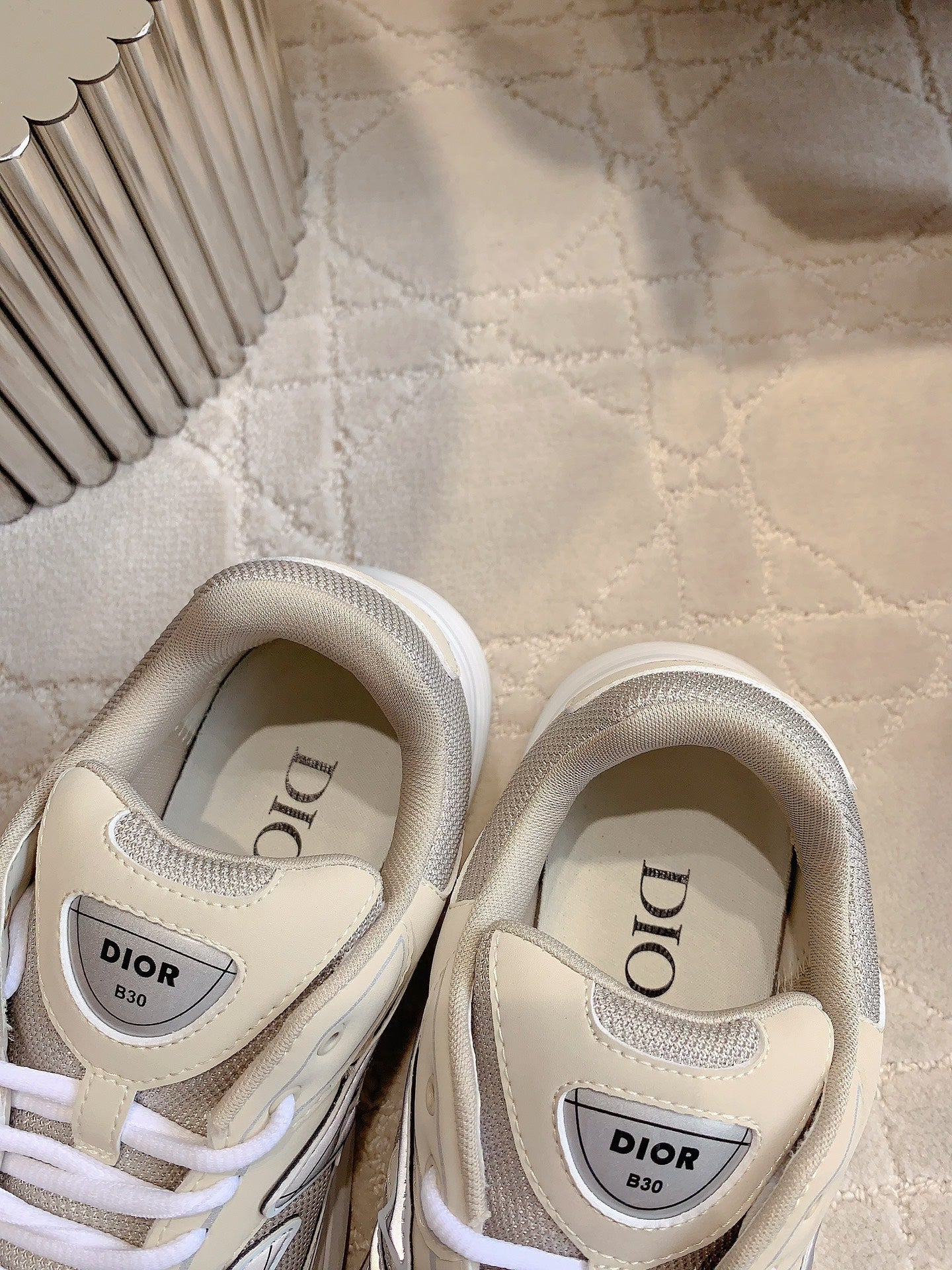 CD B30 Sneaker Grey Beige Mix Brown Polyester Mesh Fabric And Calfskin