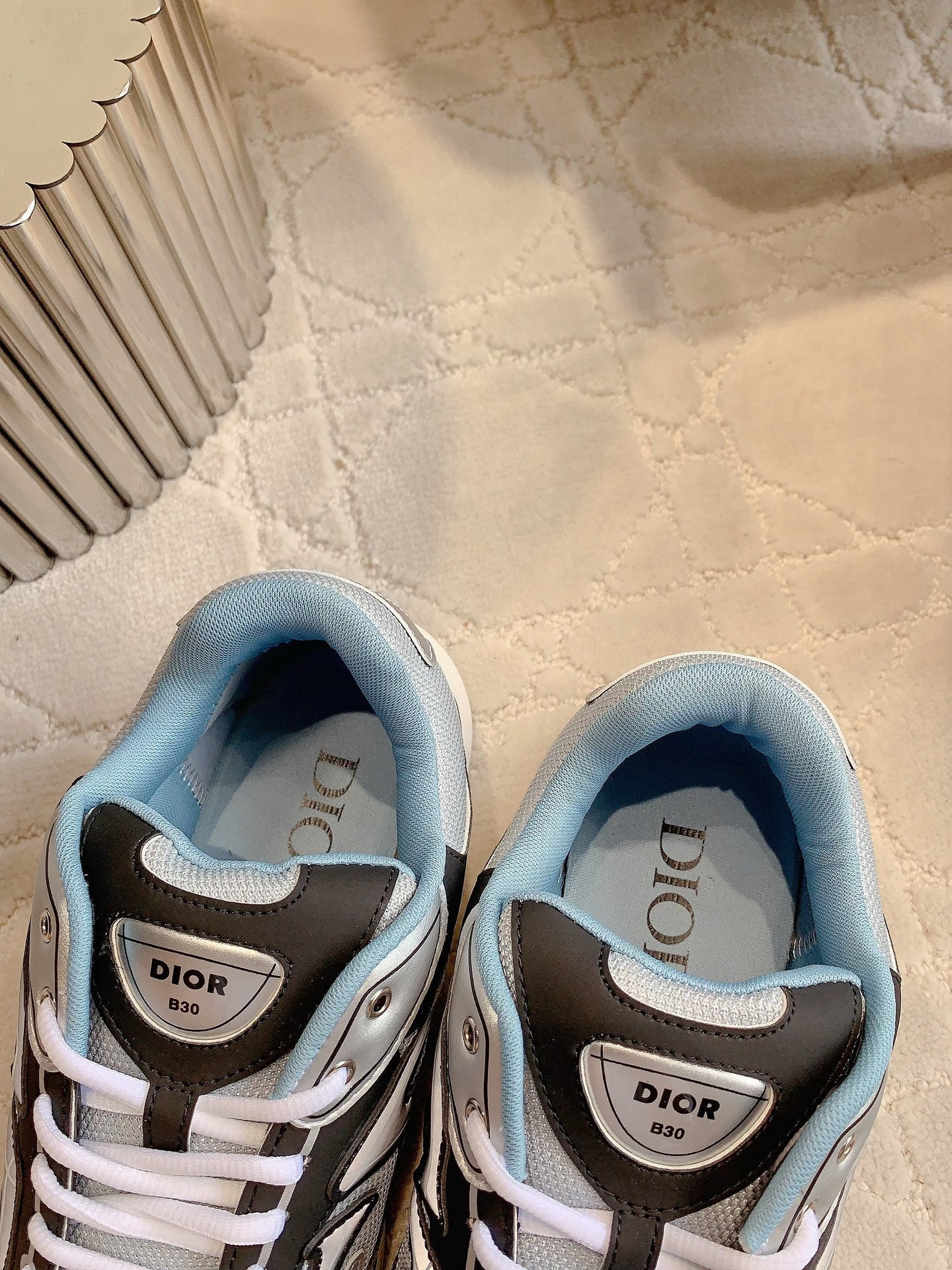 CD B30 Sneaker Gray Black Mix Blue Orange Polyester Mesh Fabric And Calfskin