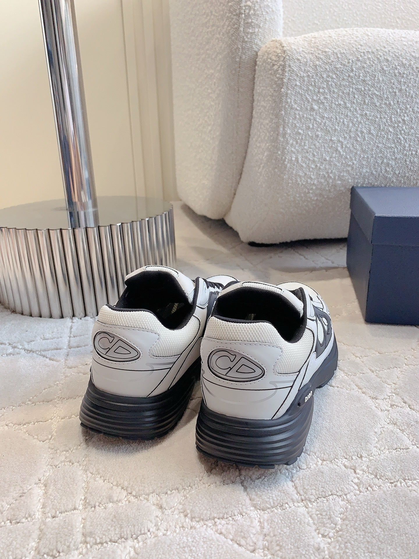 CD B30 Sneaker White Mix Black Polyester Mesh Fabric And Calfskin