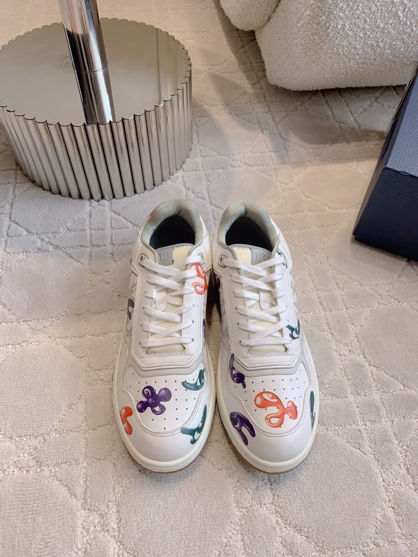 CD B27 Low-Top Sneaker White Green Mix Orange purple Print Calfskin