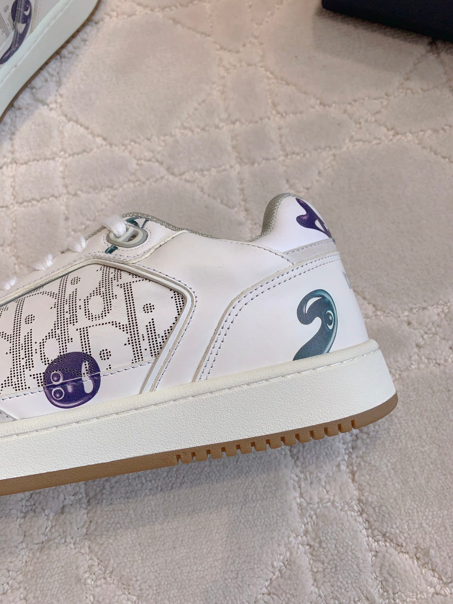 CD B27 Low-Top Sneaker White Green Mix Orange purple Print Calfskin