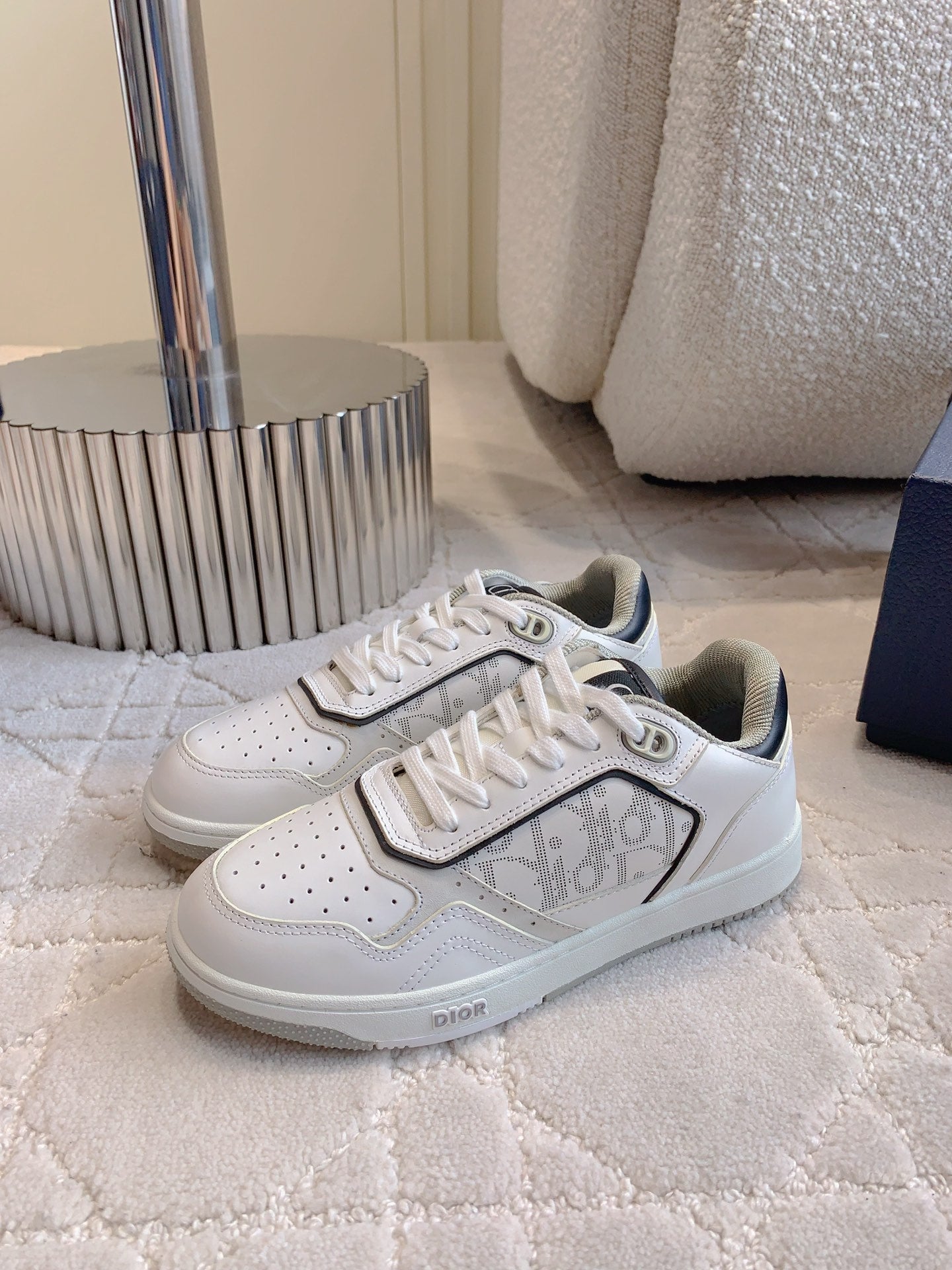 CD B27 Low-Top Sneaker White Black Print Calfskin