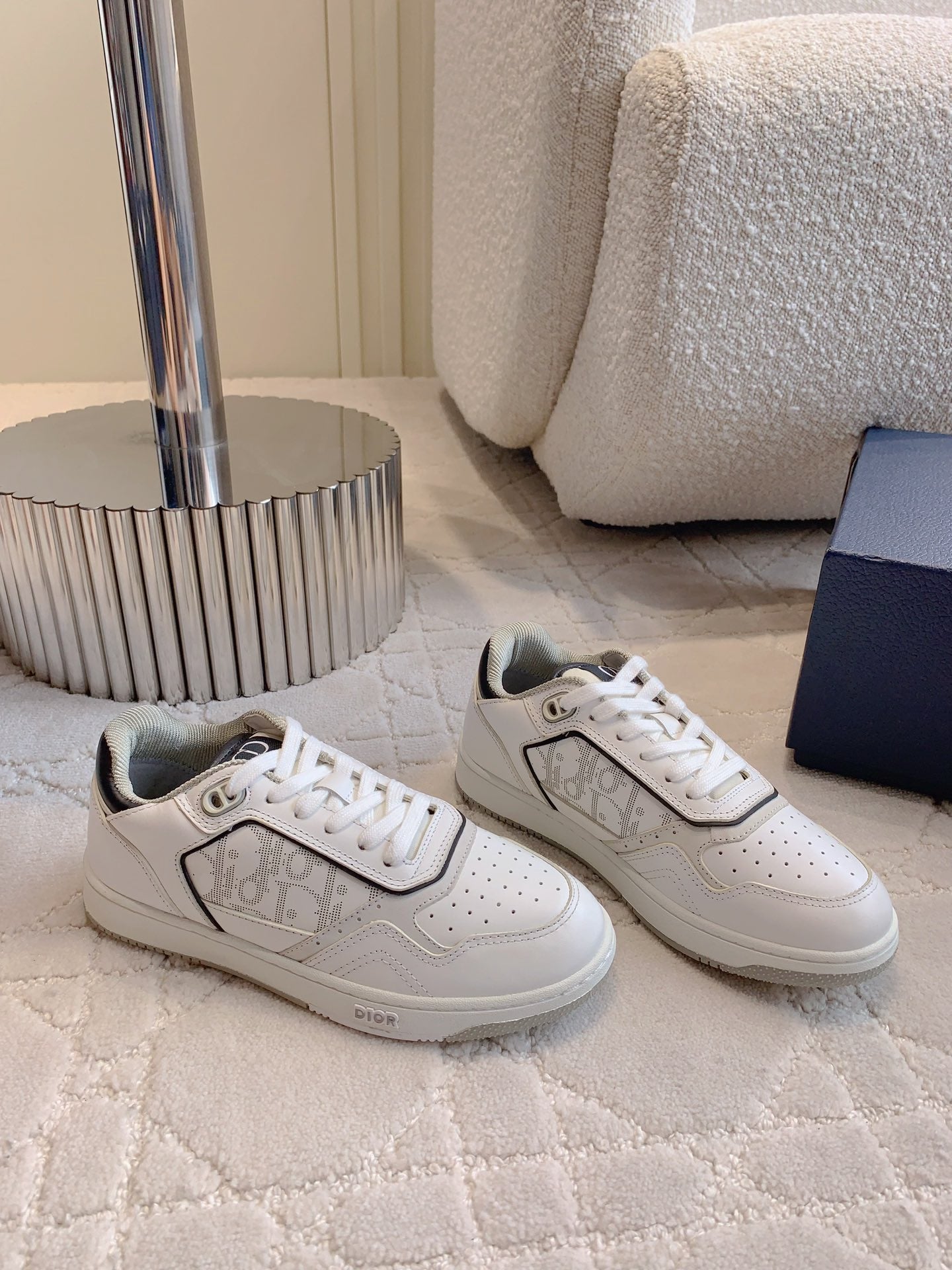 CD B27 Low-Top Sneaker White Black Print Calfskin