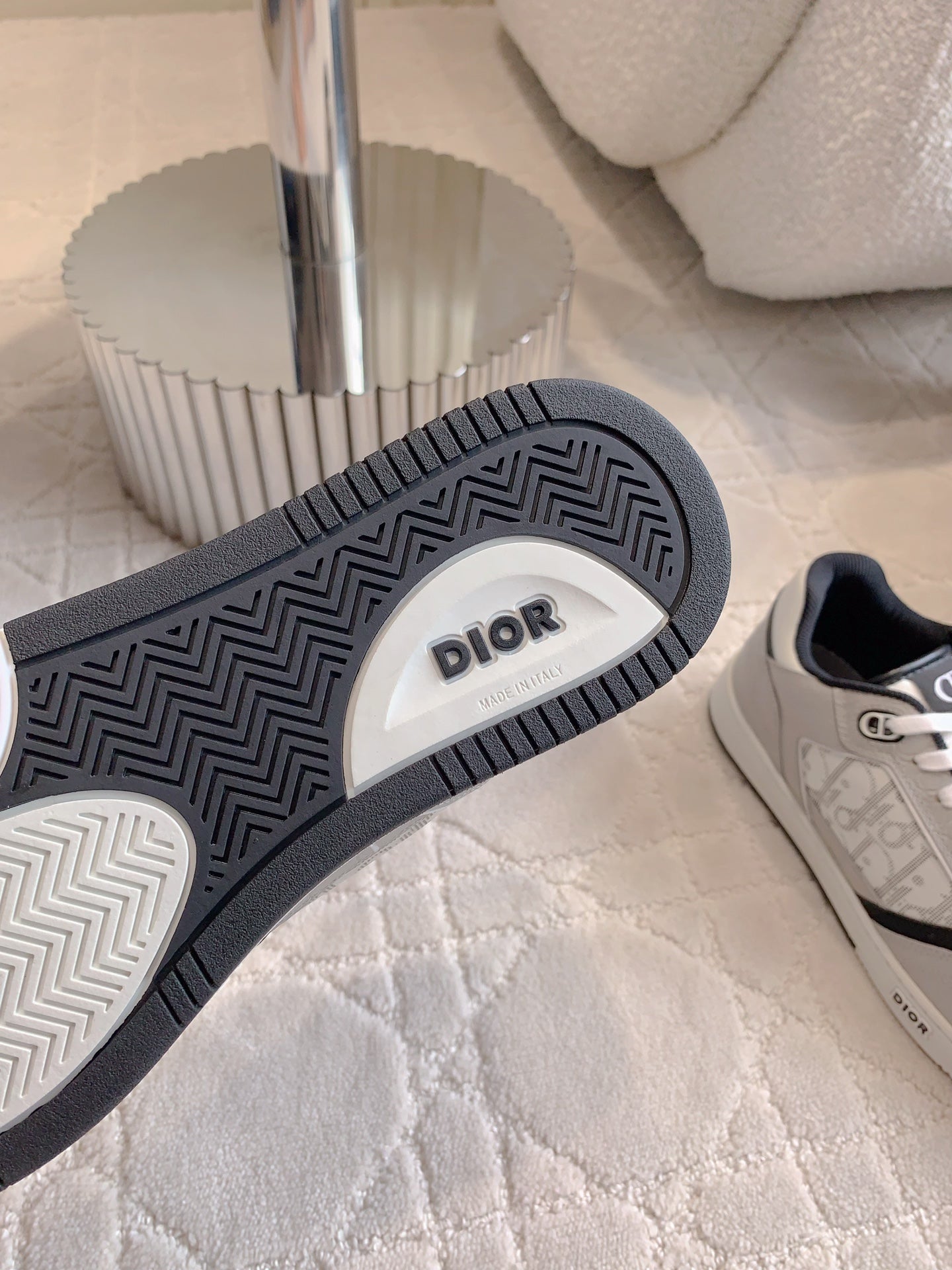 CD B27 Low-Top Sneaker Grey White Mix Black Print Wrinkled Calfskin