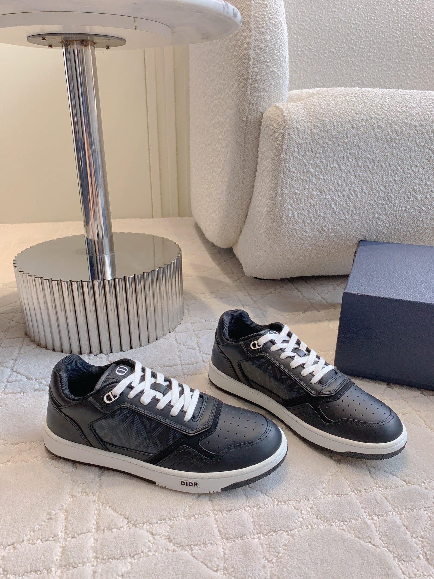 CD B27 Low-Top Sneaker Black Calfskin Diamond Print