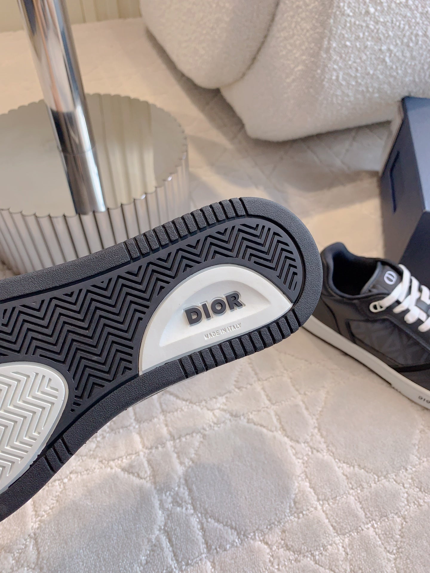 CD B27 Low-Top Sneaker Black Calfskin Diamond Print