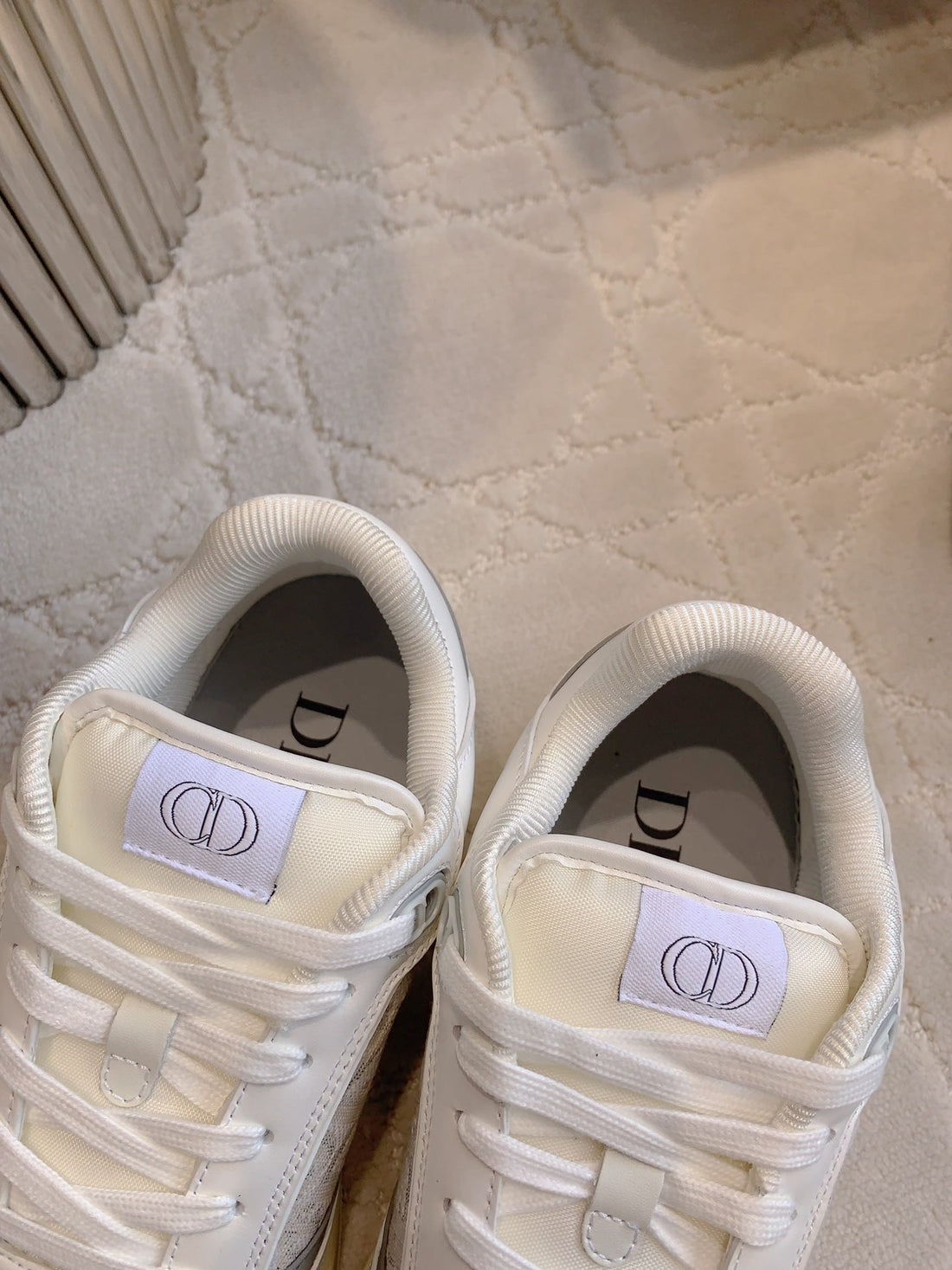 CD B27 Low-Top Sneaker White Mix Beige Grey Print Calfskin And Canvas