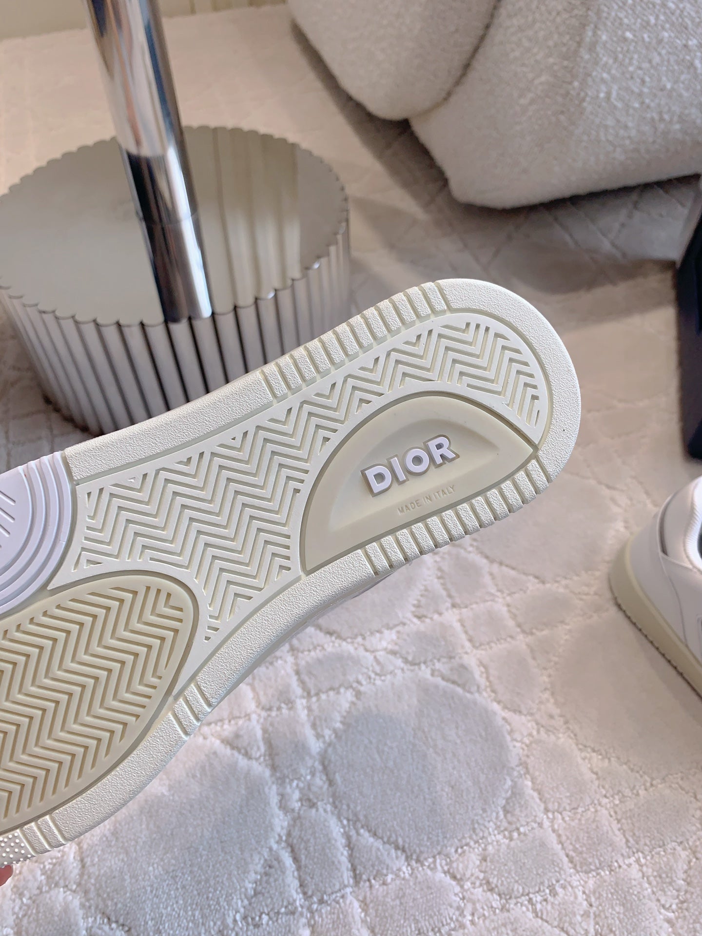 CD B27 Low-Top Sneaker White Mix Beige Grey Print Calfskin And Canvas