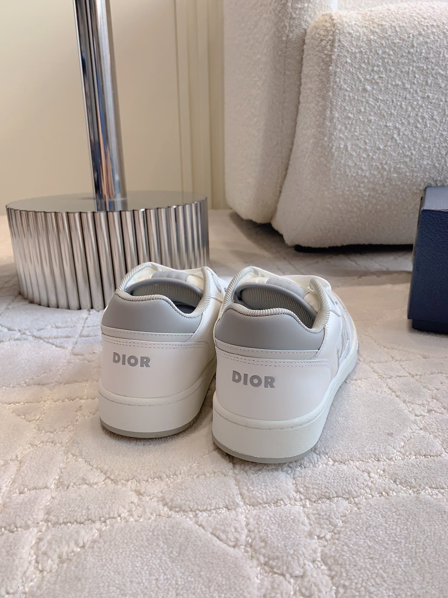 CD B27 Low-Top Sneaker White Grey Print Calfskin