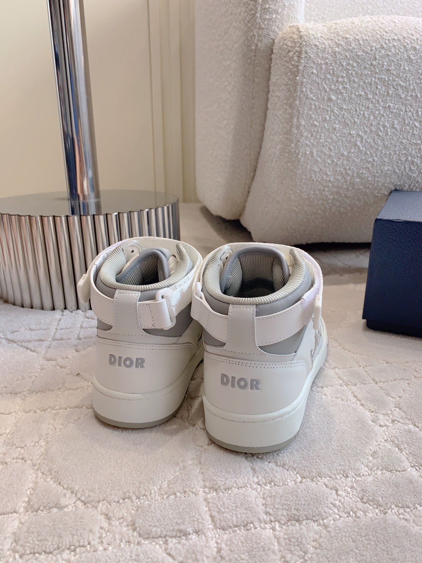 CD B27 High-Top Sneaker White Print Calfskin