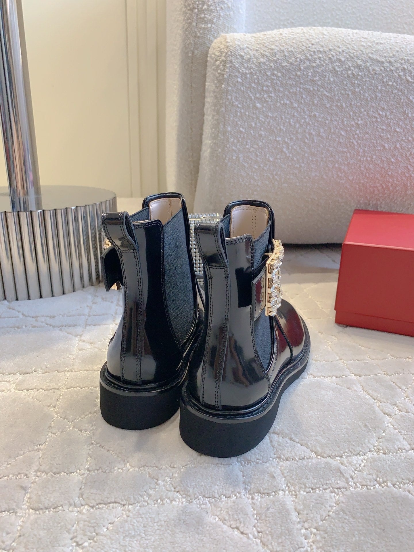 CD Vivie Roger Chelsea Ankle Boots Glossy Black Cowhide