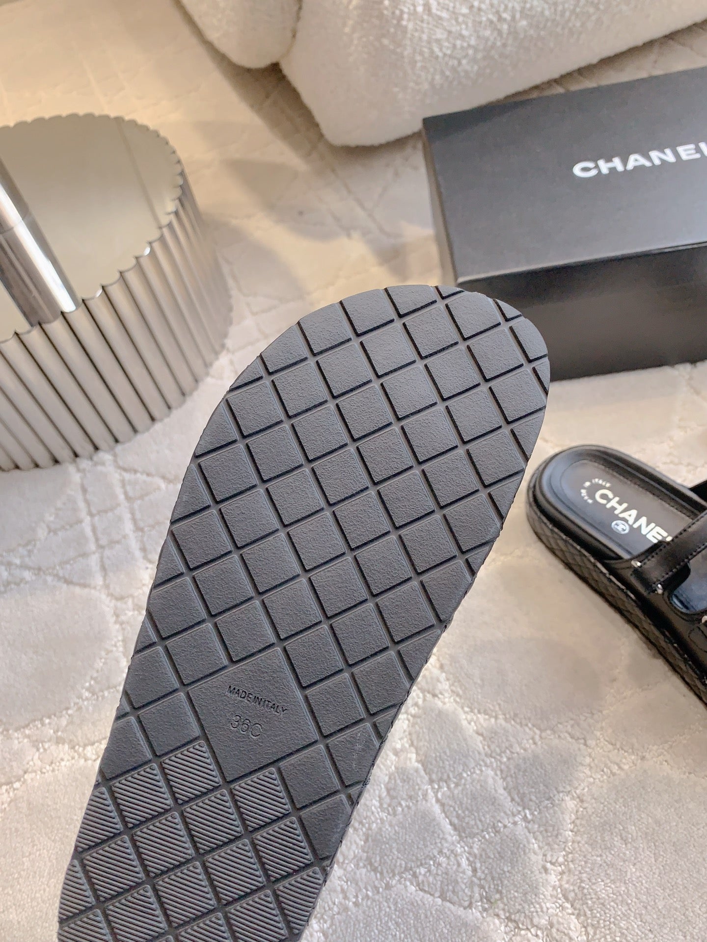 CC Slippers Black Lambskin 145354