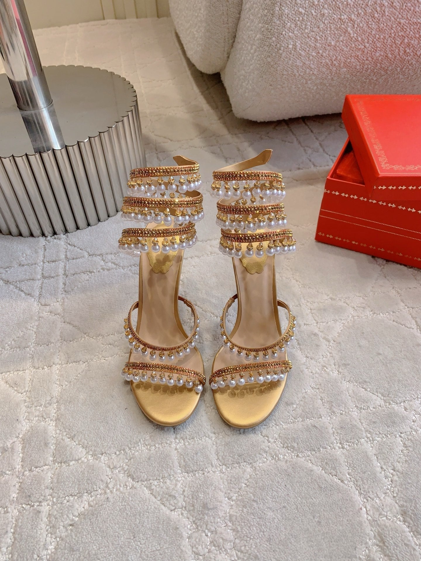RC Pearl Sandals Gold Sheepskin 328432