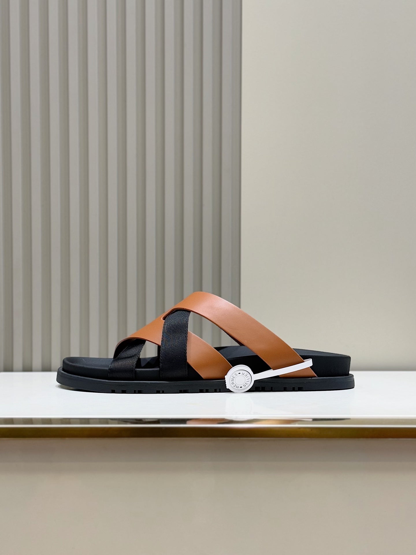 HM Men's Kazimir Slide Brown Back Calfskin 562769