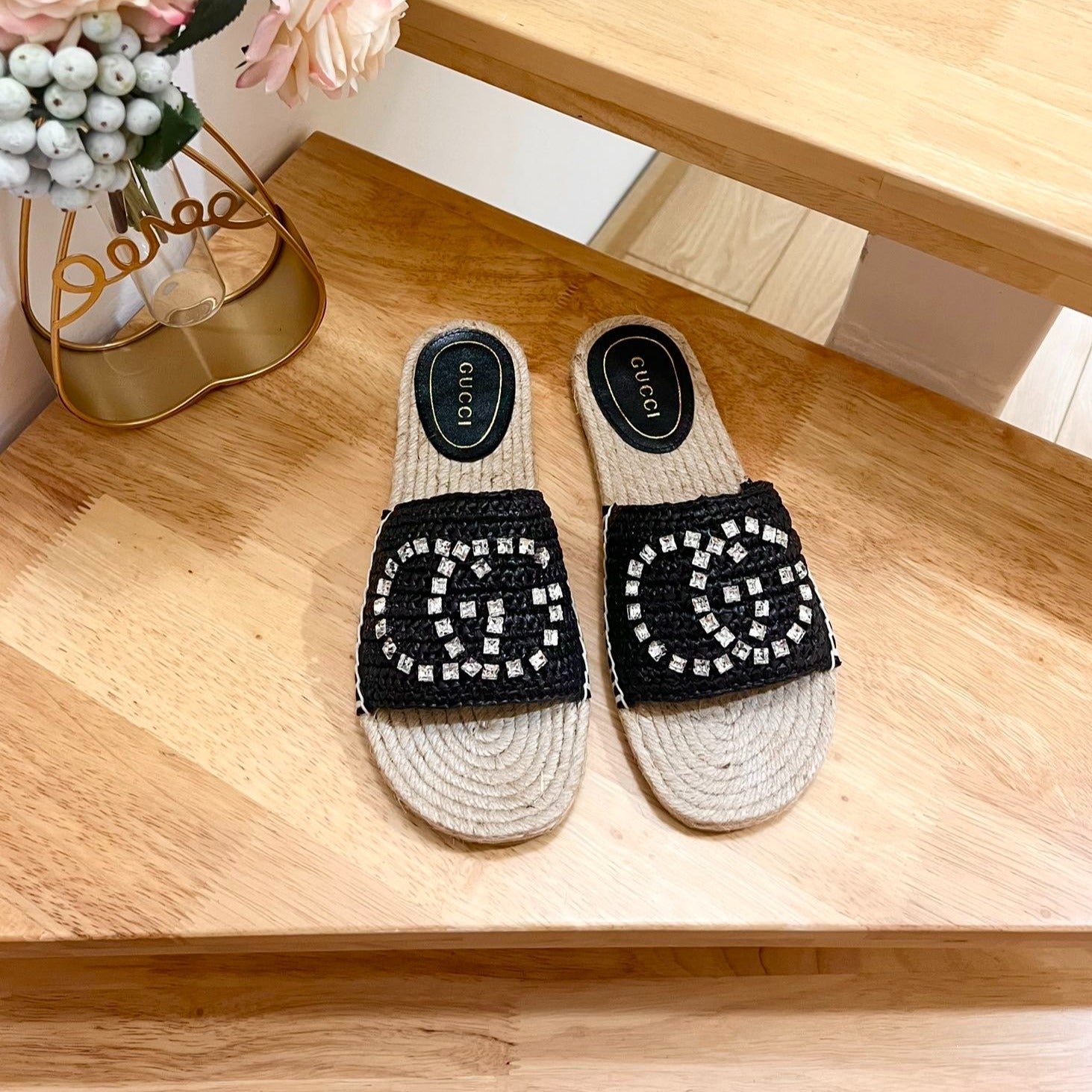 GG  Casual Style Logo Sandals Black