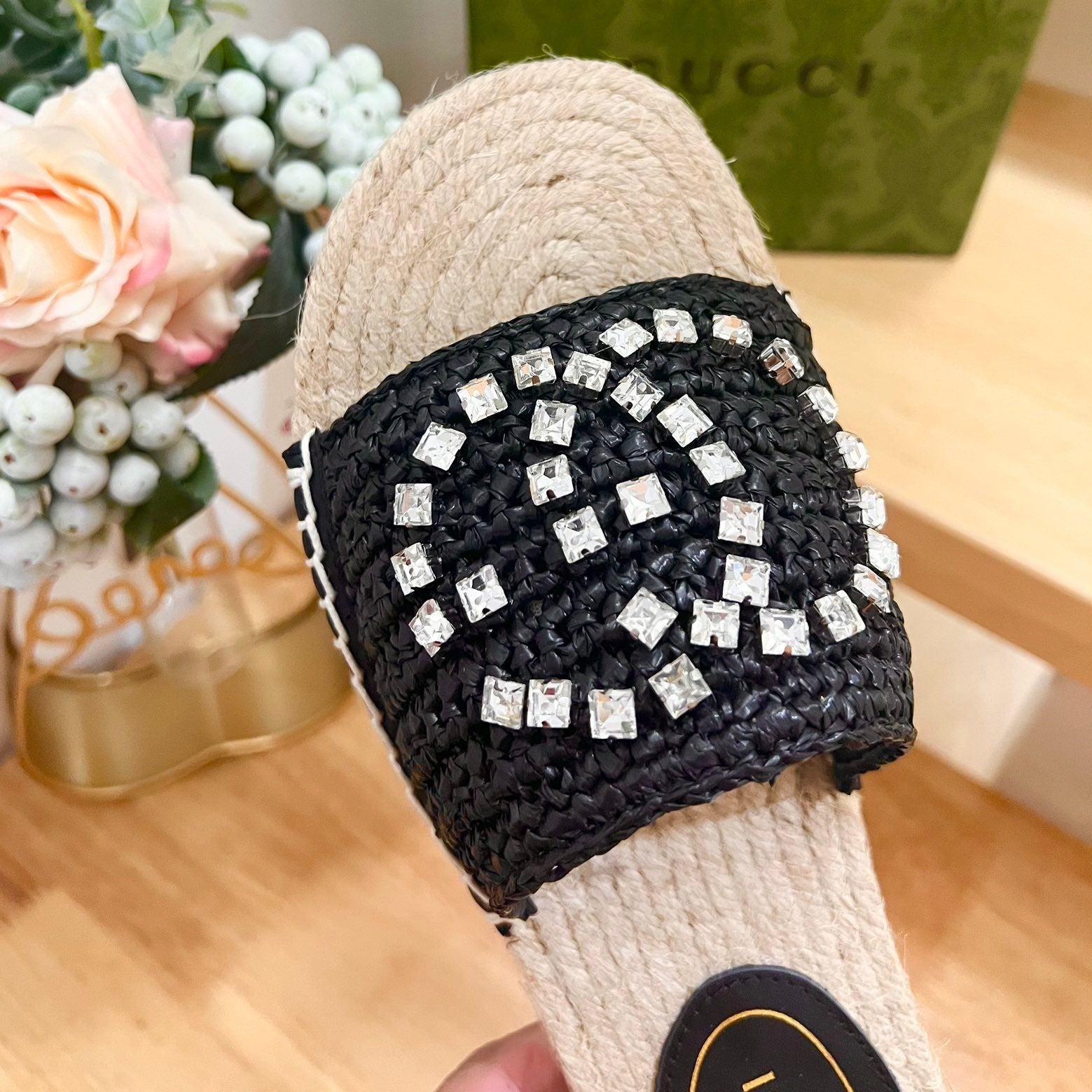 GG  Casual Style Logo Sandals Black