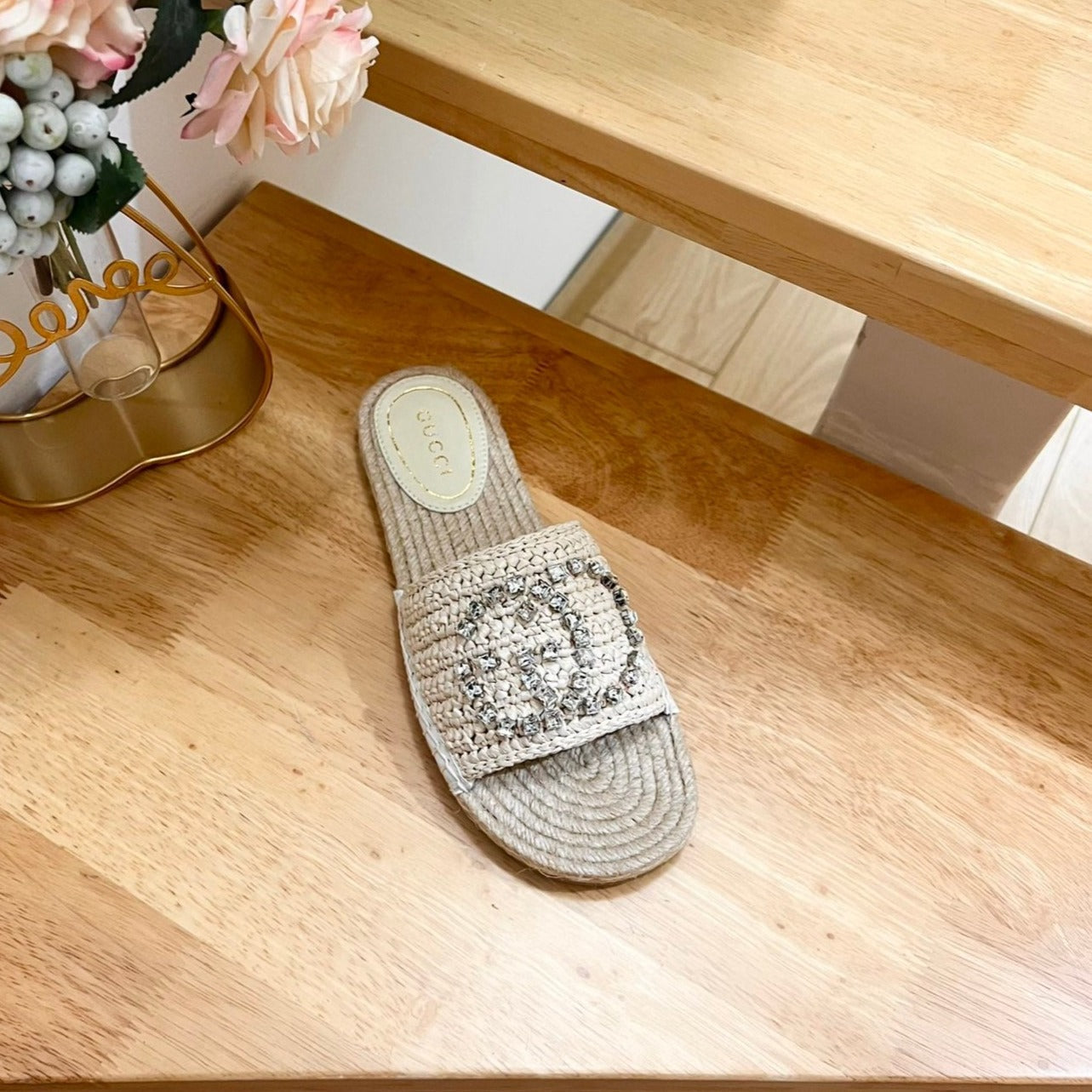 GG  Casual Style Logo Sandals Beige