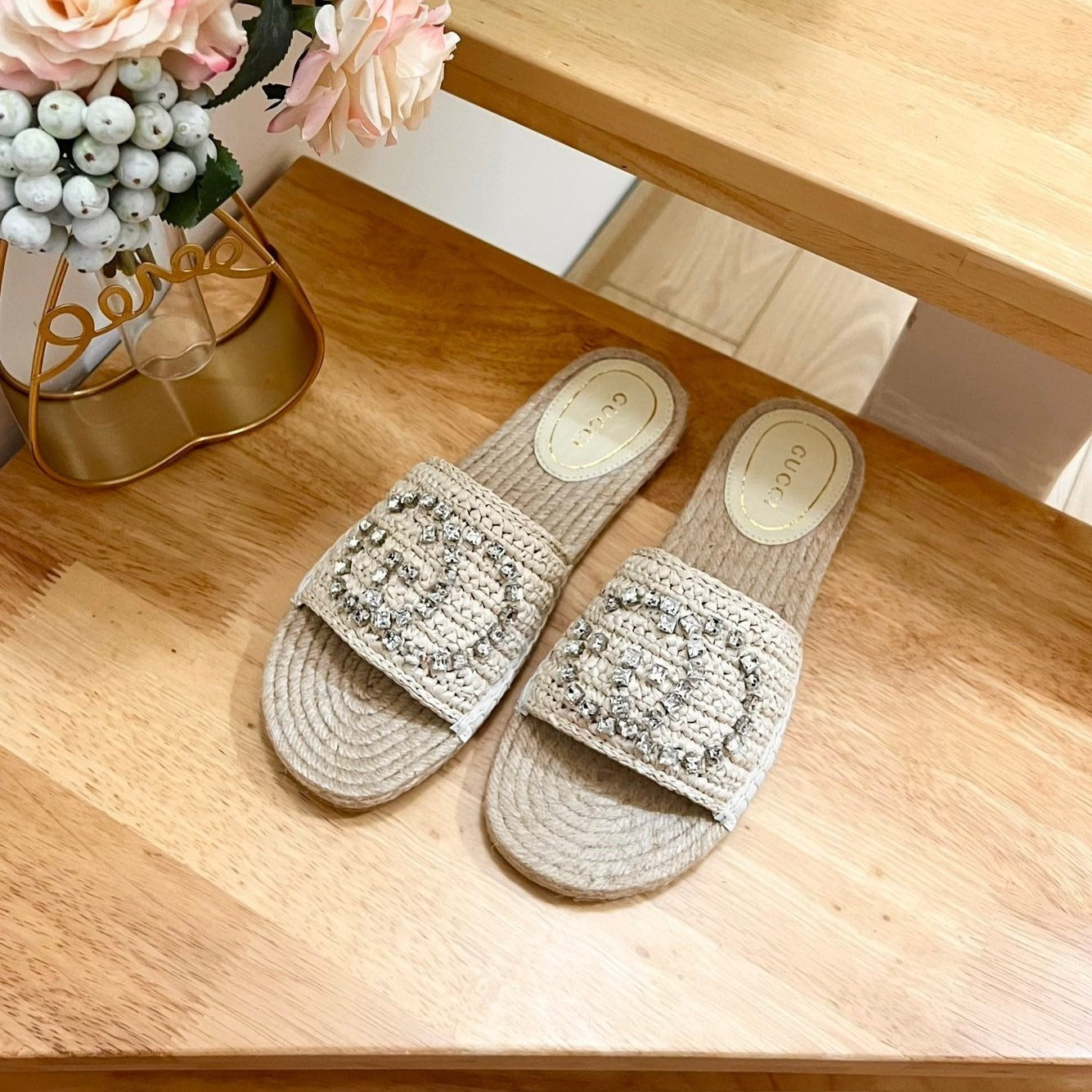GG  Casual Style Logo Sandals Beige