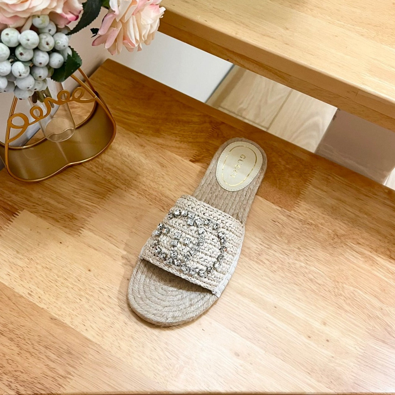 GG  Casual Style Logo Sandals Beige