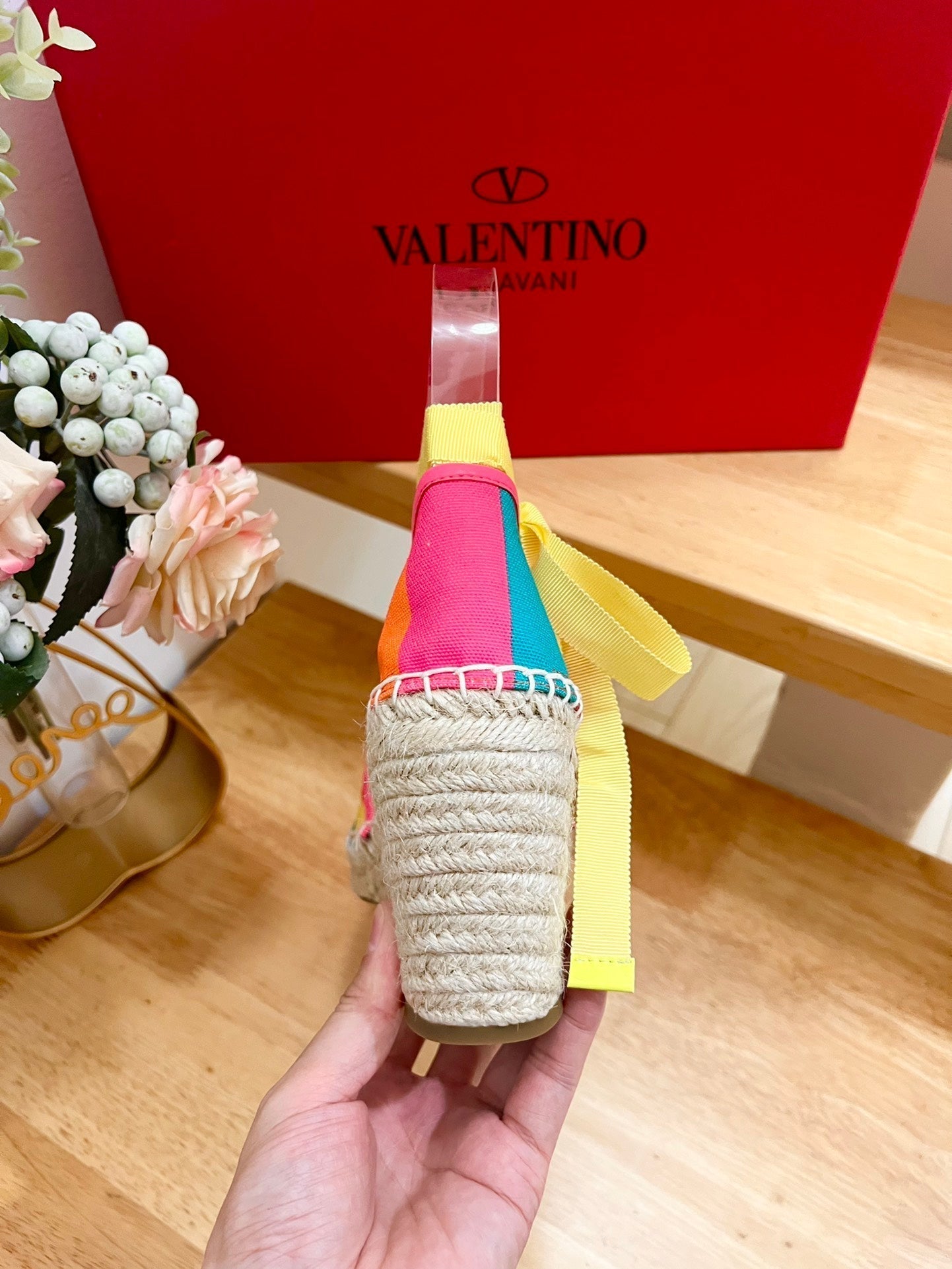 GARAVANI PRINTED COLORFUL CANVAS HIGH SANDAL 95 MM WITH EMBROIDERED LOGO