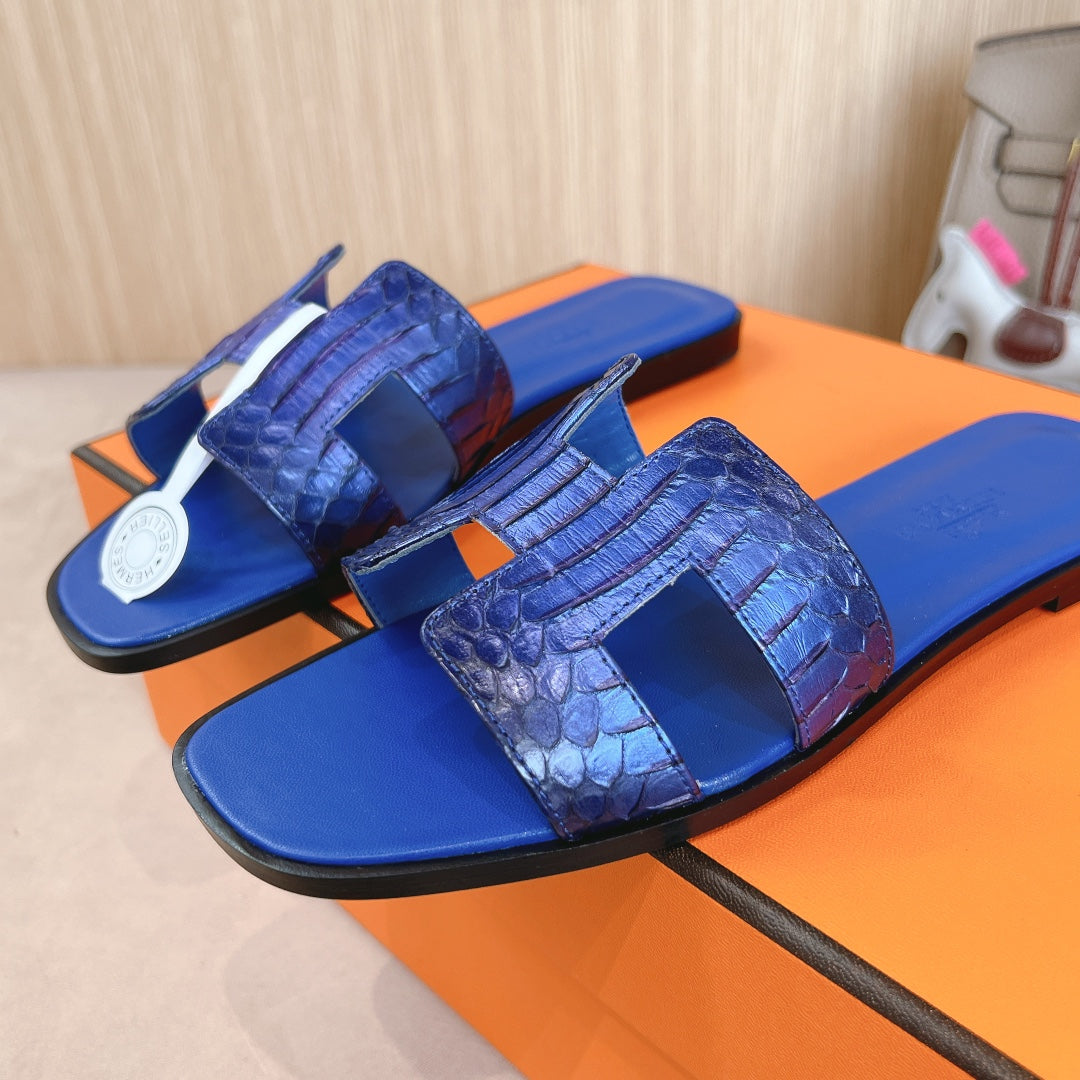 HM Oran Sandals Cobalt Blue Calfskin 312776