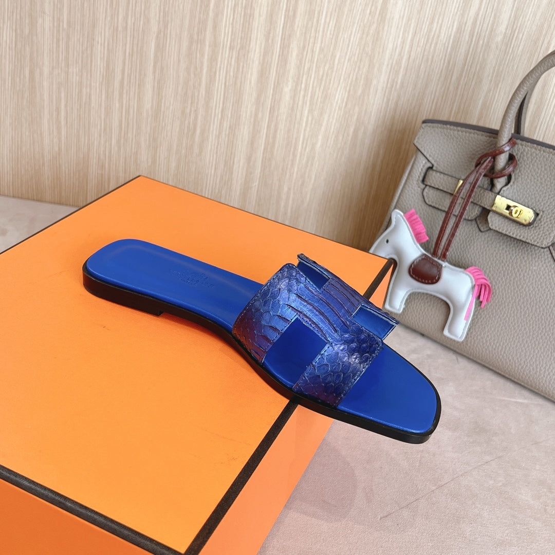 HM Oran Sandals Cobalt Blue Calfskin 312776