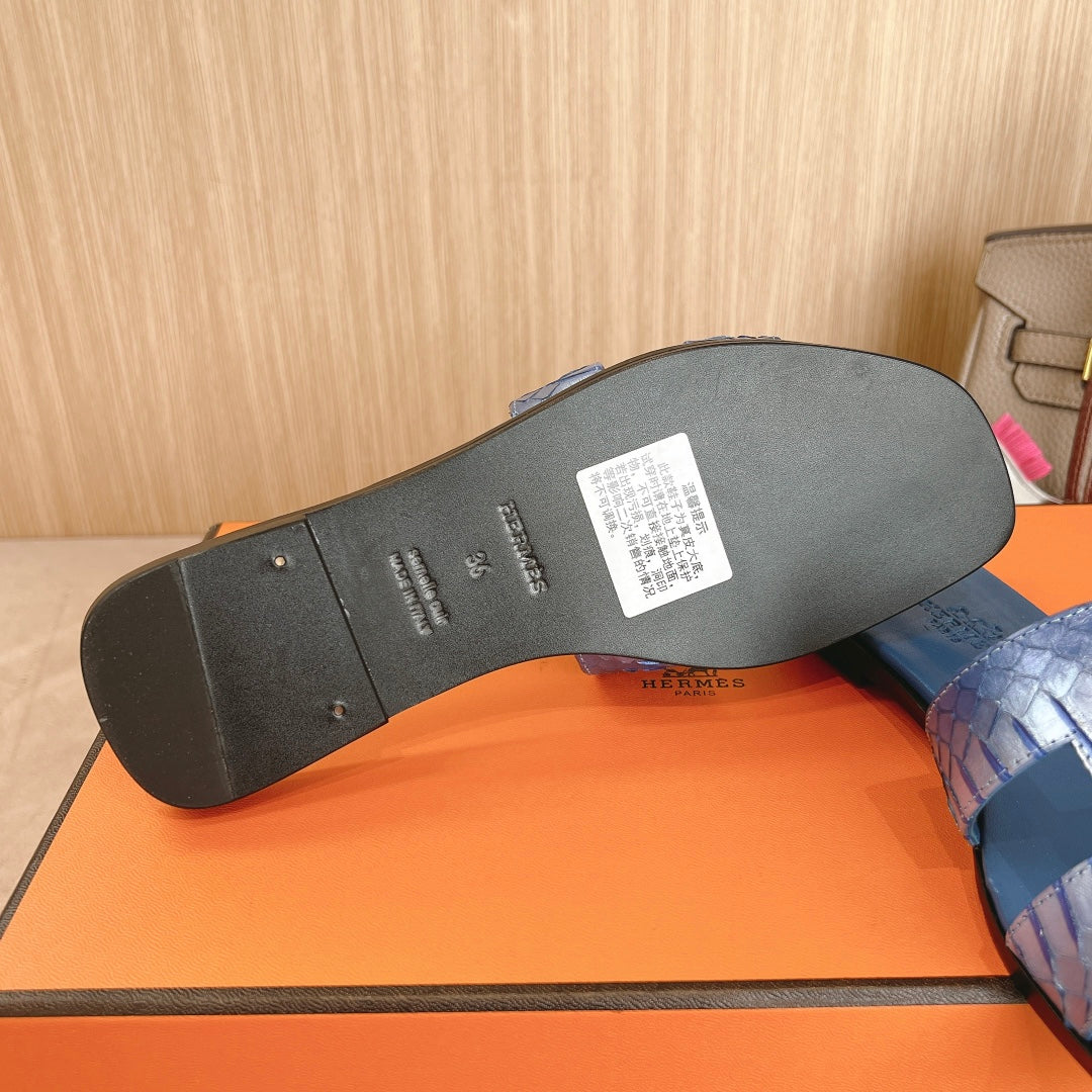 HM Oran Sandals Blue Calfskin 312780