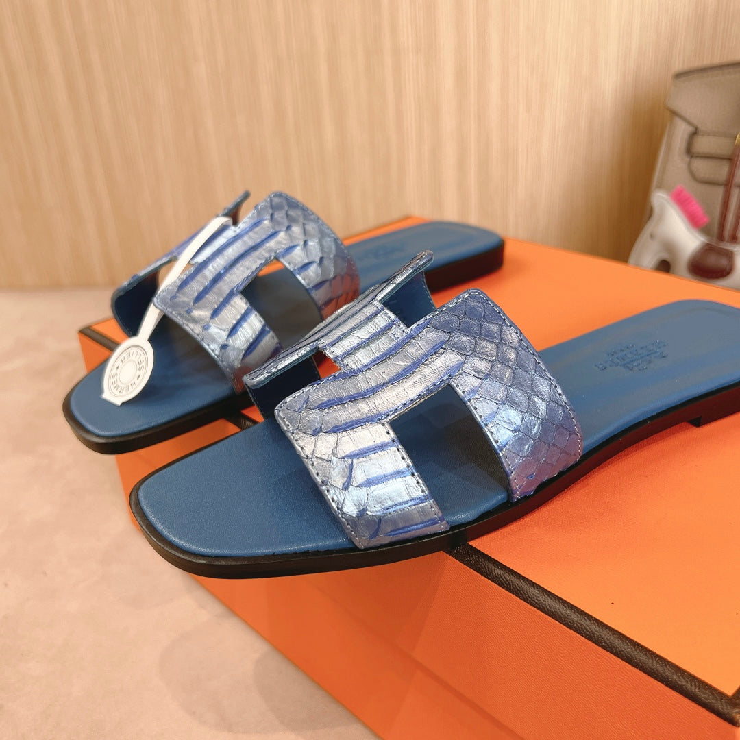 HM Oran Sandals Blue Calfskin 312780