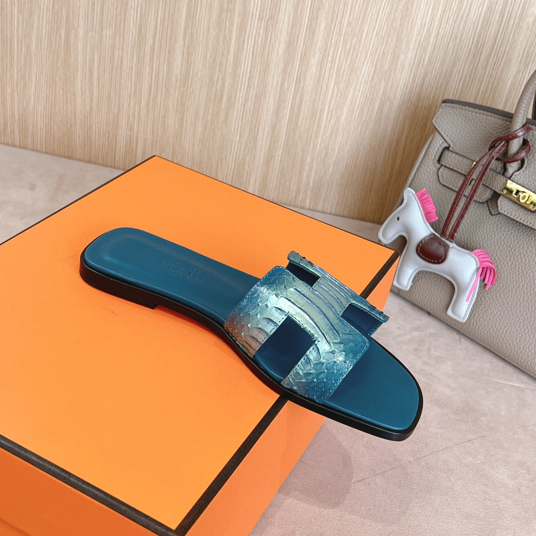 HM Oran Sandals Dark Teal Calfskin 312781