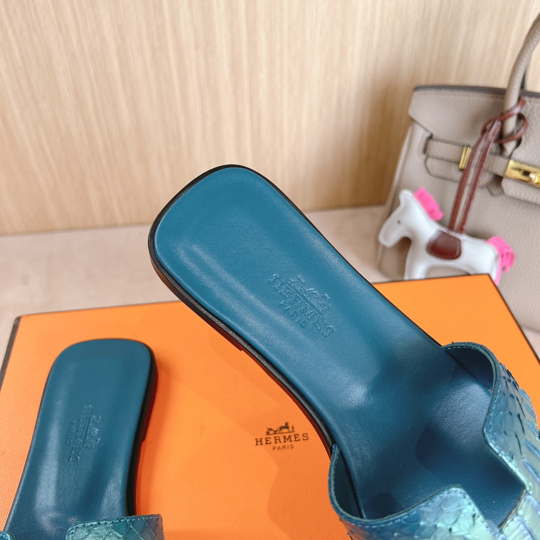 HM Oran Sandals Dark Teal Calfskin 312781