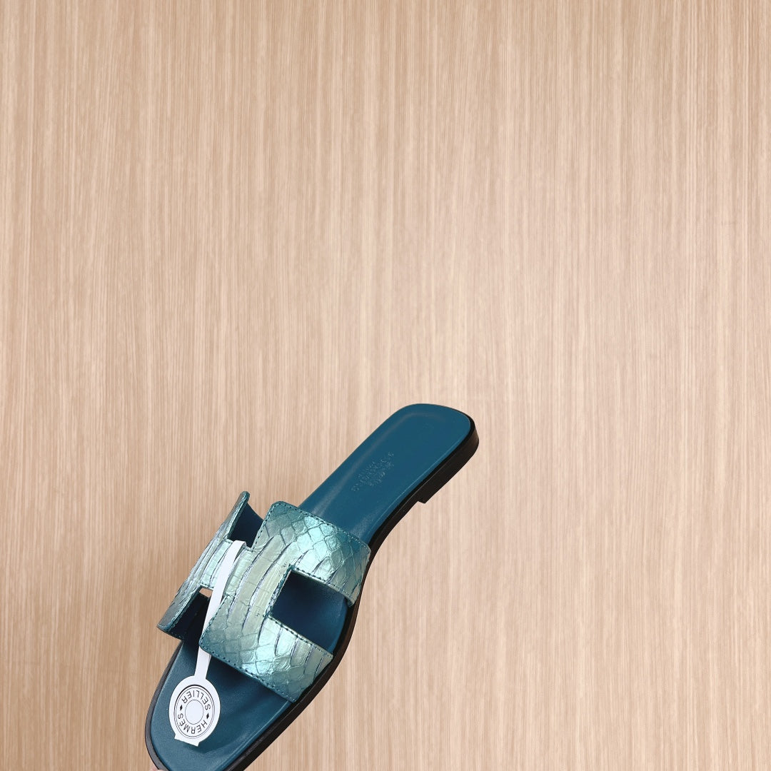 HM Oran Sandals Dark Teal Calfskin 312781