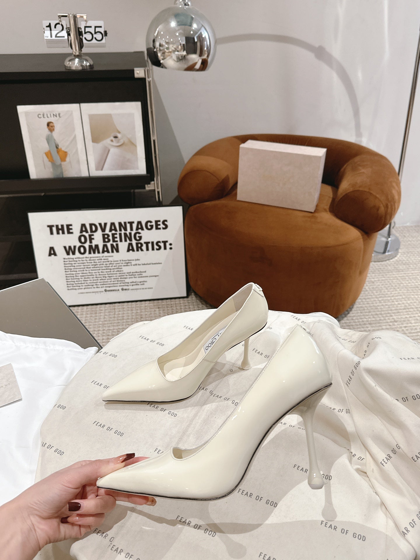 lxia 10cm white goatskin