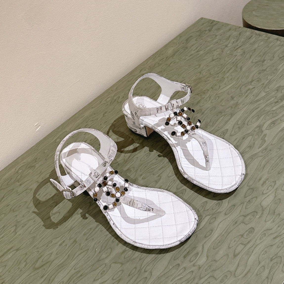 cc sandal 45 white lambskin