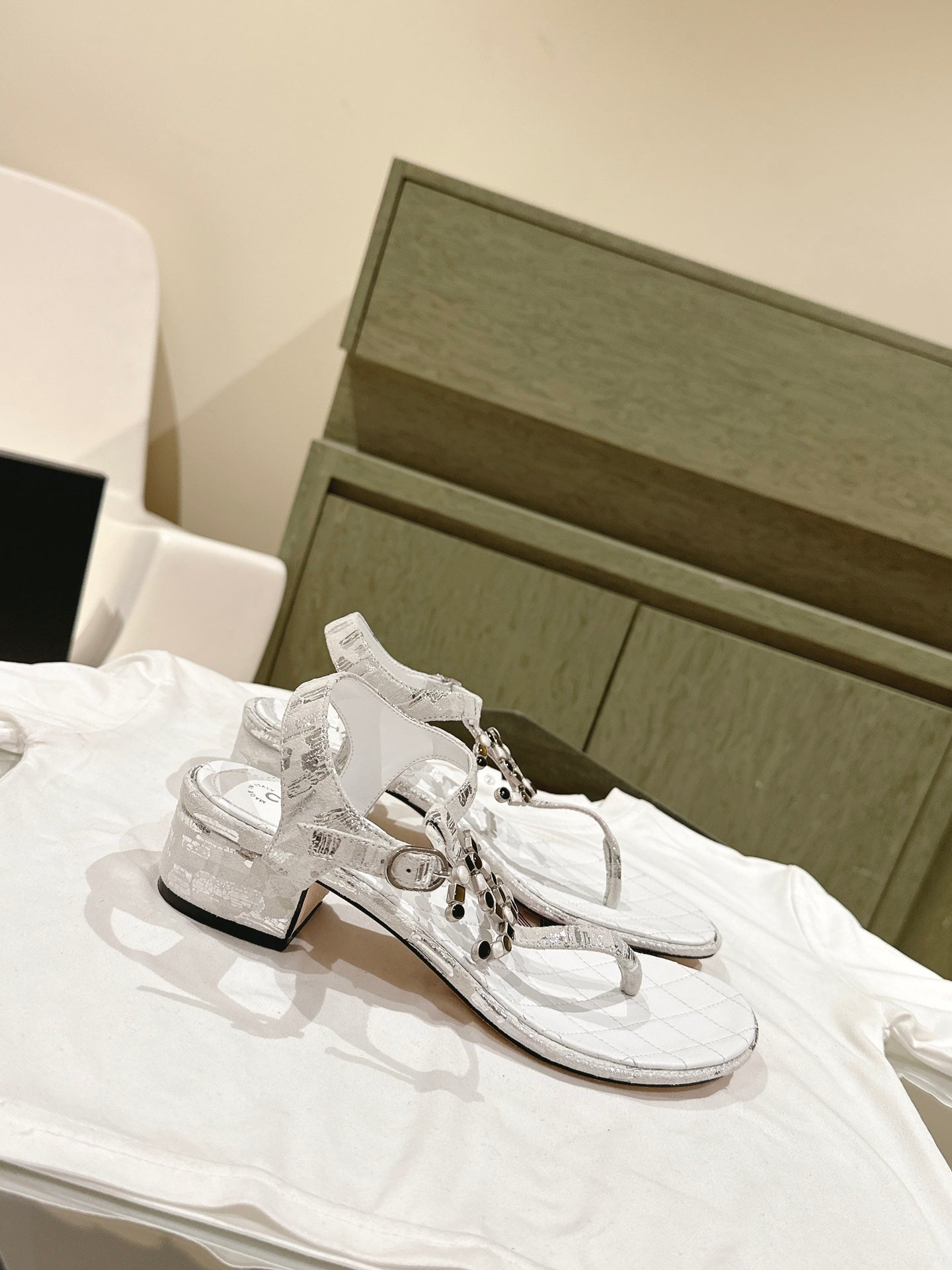 cc sandal 45 white lambskin