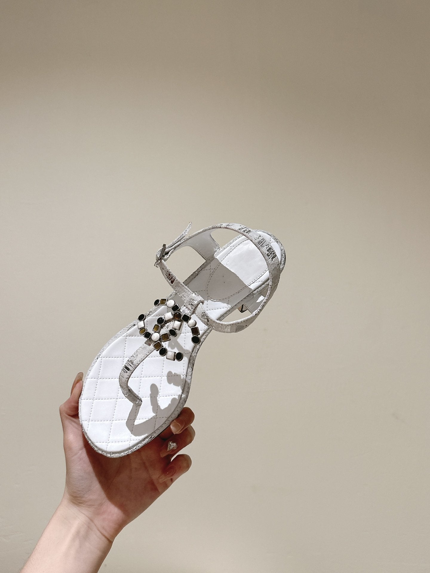 cc sandal 45 white lambskin